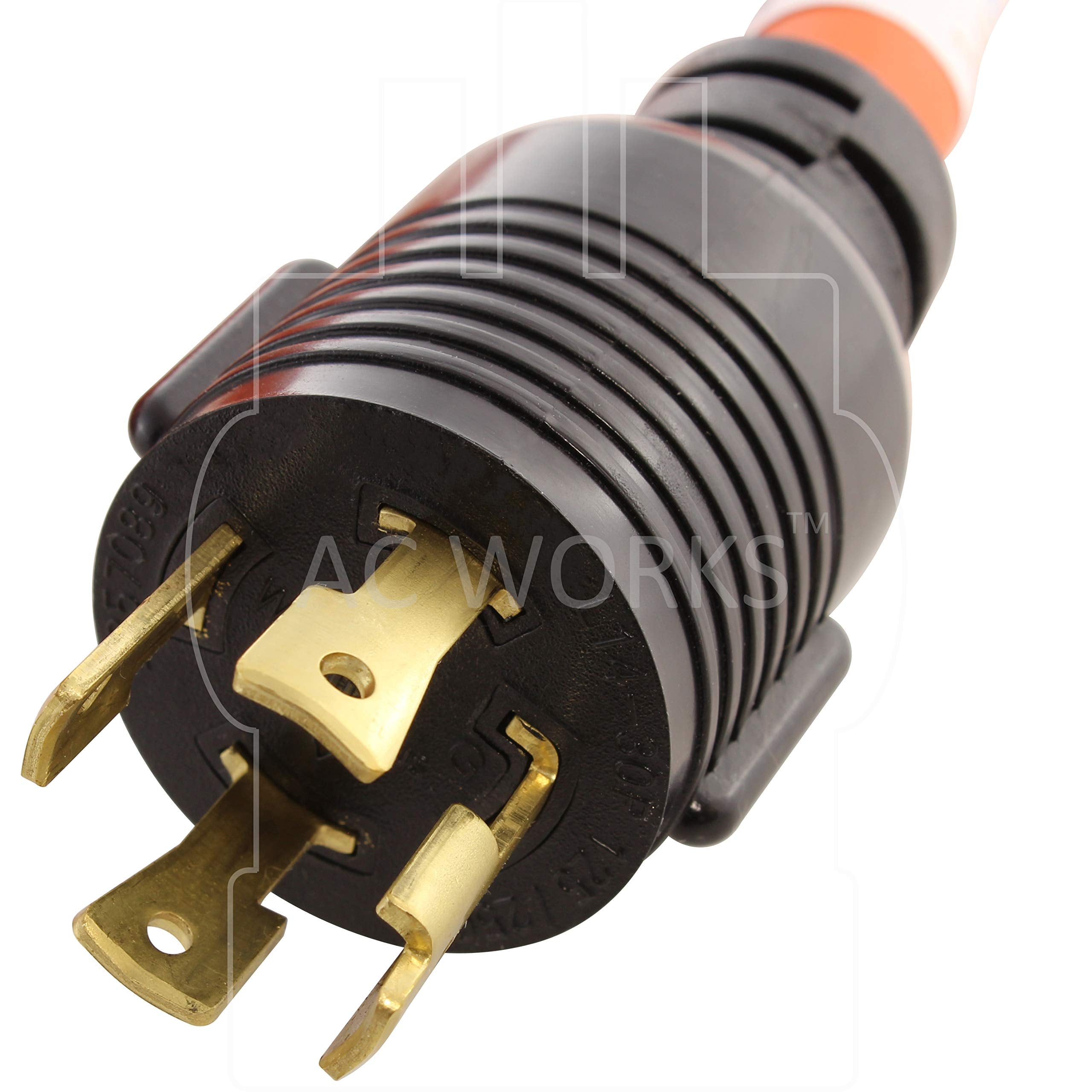 Ac Works 4 Prong 30Amp 125/250Volt Nema L14 30P Locking Plug To L6 30R 30Amp 250Volt Locking Female Connector (Flexible)