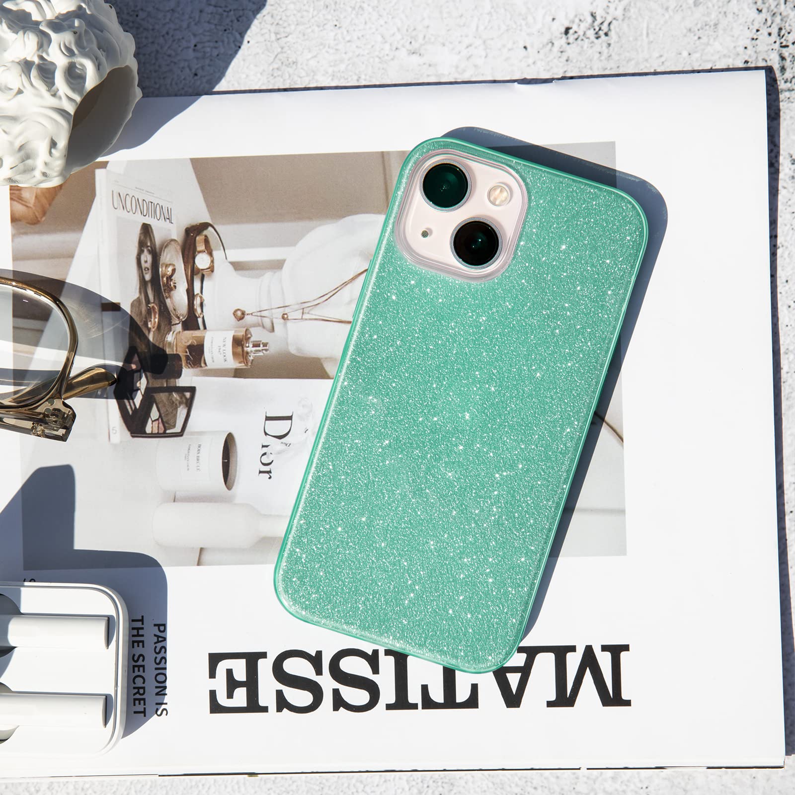 Mateprox Compatible With Iphone 14 Case Bling Sparkle Cute Girls Women Protective Cases Cover For Iphone 14 6.1'' 2022 (Green)