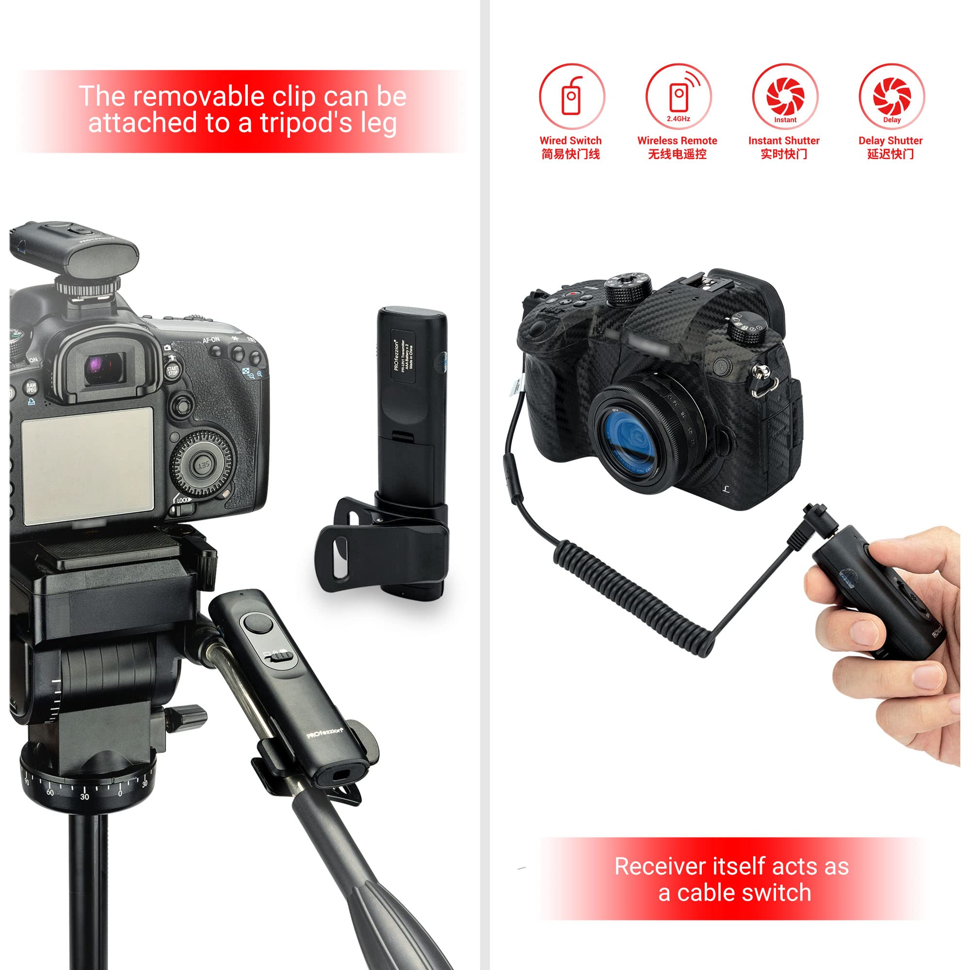 Profezzion [164'] Wireless Shutter Release Remote Control For Panasonic Lumix S5 Ii S5 Iix Gh6 G7 G9M2 Gh5 G85 S5 S1R S1H Gx8 Gh