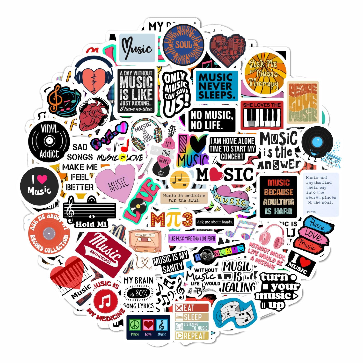 100Pcs Music Stickers For Water Bottle & Laptop, Musical Stickers & Decals For Adults &, Gifts For Music Lovers & Musicians, Tea
