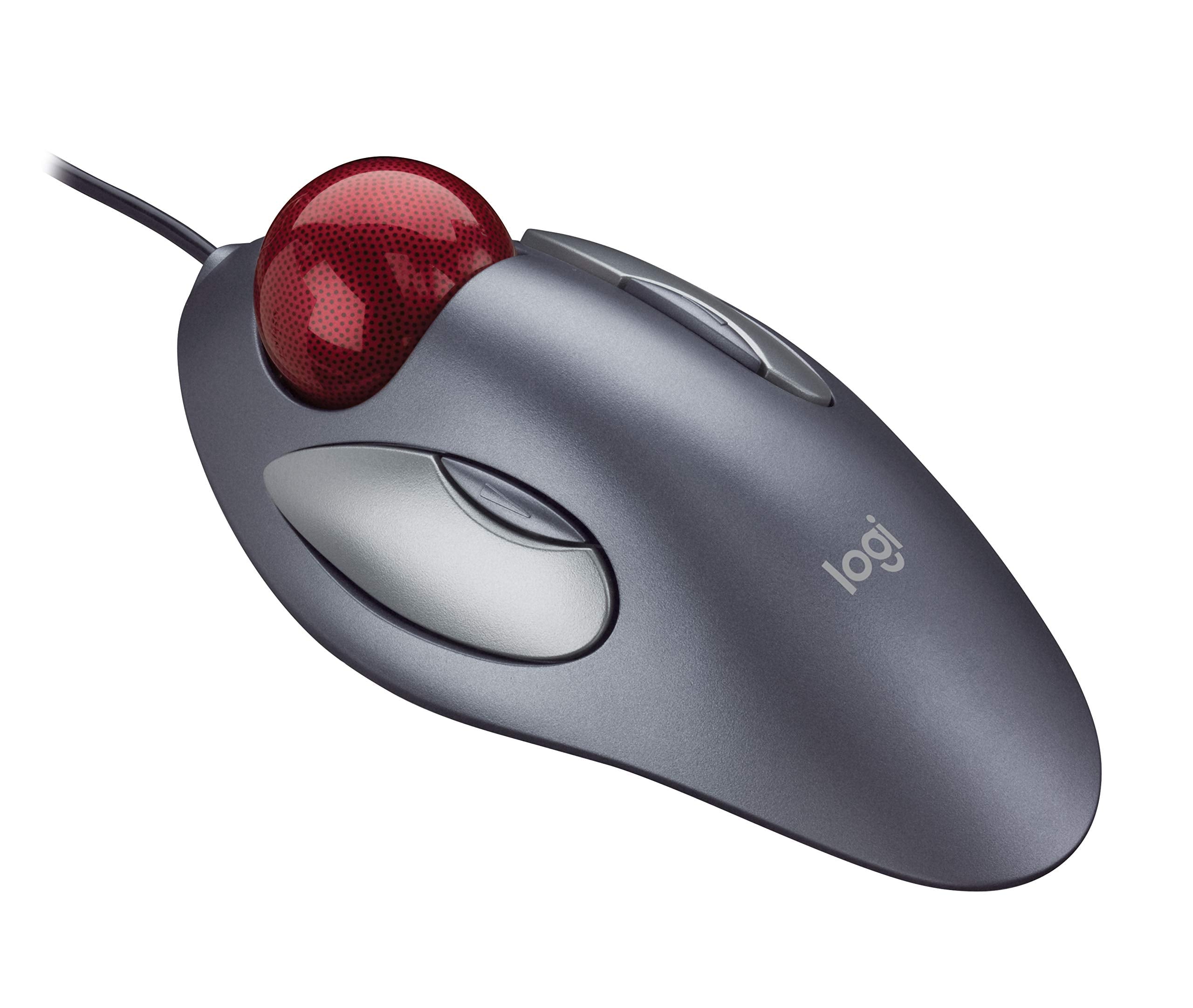Logitech Trackman Marble Trackball - Wired Usb Ergonomic Mouse For Computers, With 4 Programmable Buttons, Dark Gray