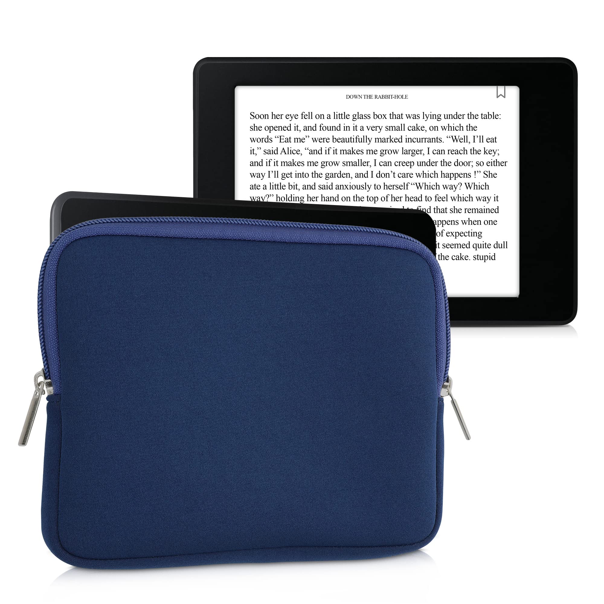 Kwmobile Neoprene E Reader Pouch Size 6,8 7'' Ereader   Universal Ebook Sleeve Case With Zipper   Dark Blue