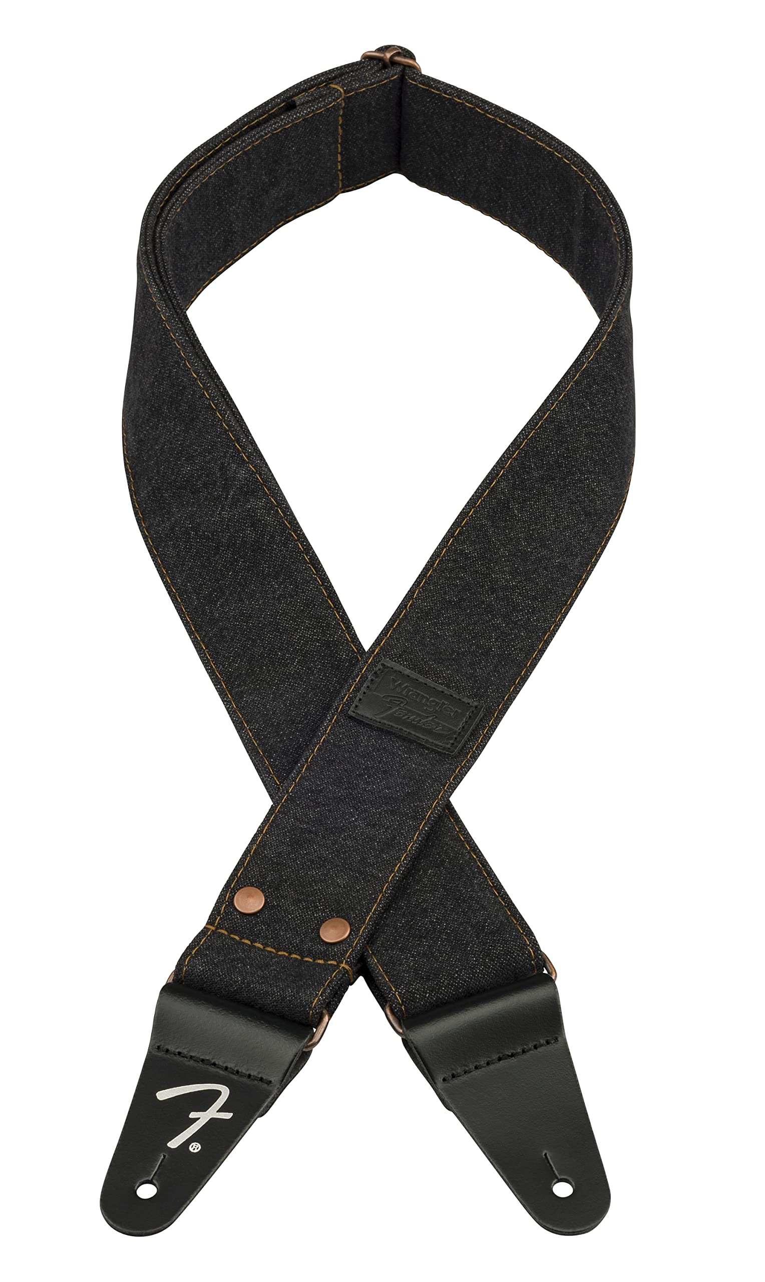 Fender x Wrangler Riveted Denim Guitar Strap, Guitar Accessories, Black