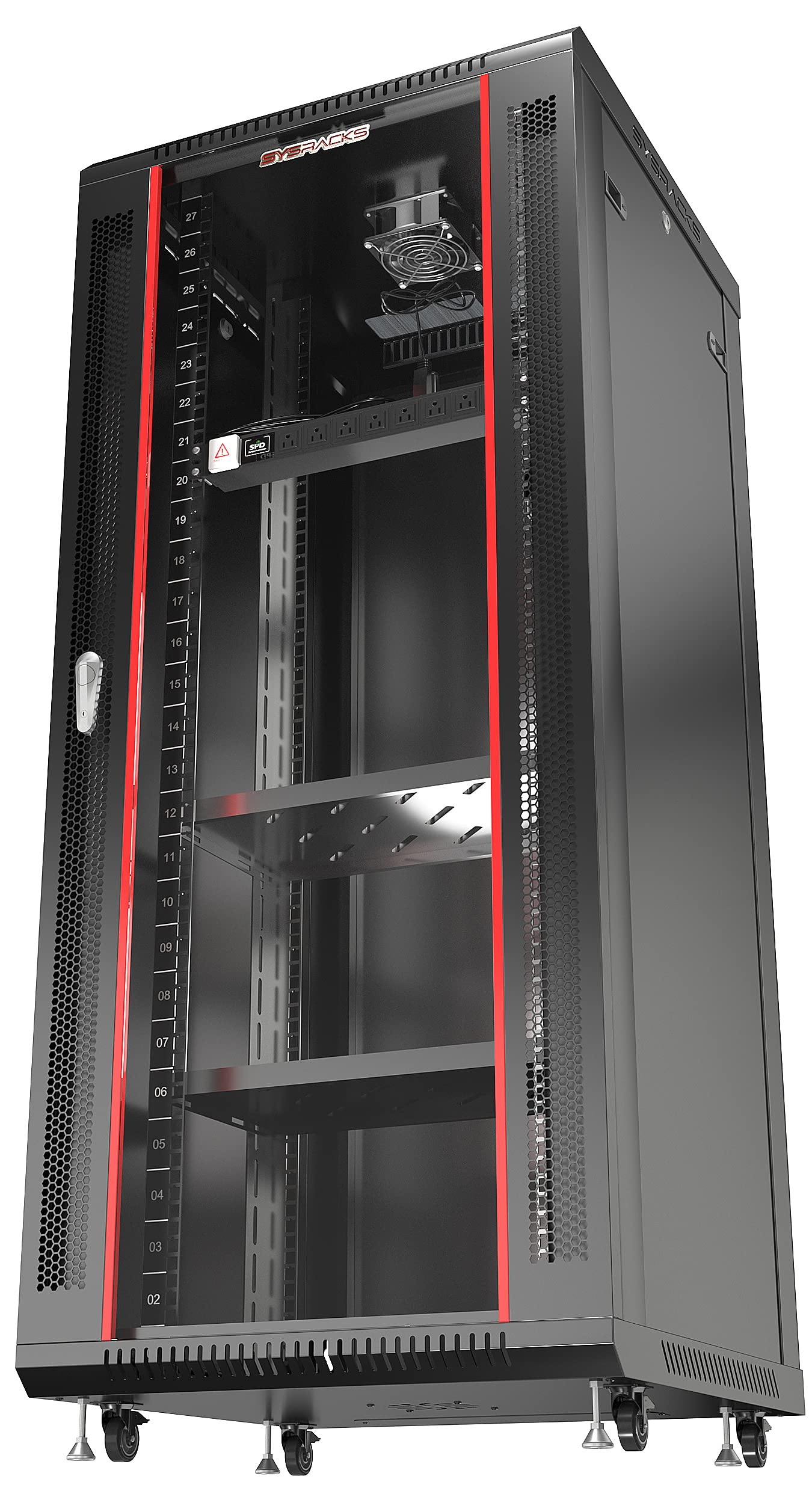 Server Rack   27U Wall Cabinet   Wall Mount Rack Enclosure With Fans   Audio Rack   Network Rack   24 Inch Depth Av Cabinet   With Casters   Pdu   Shelf   Locking Cabinet   Black (27U 24'X24'X51')