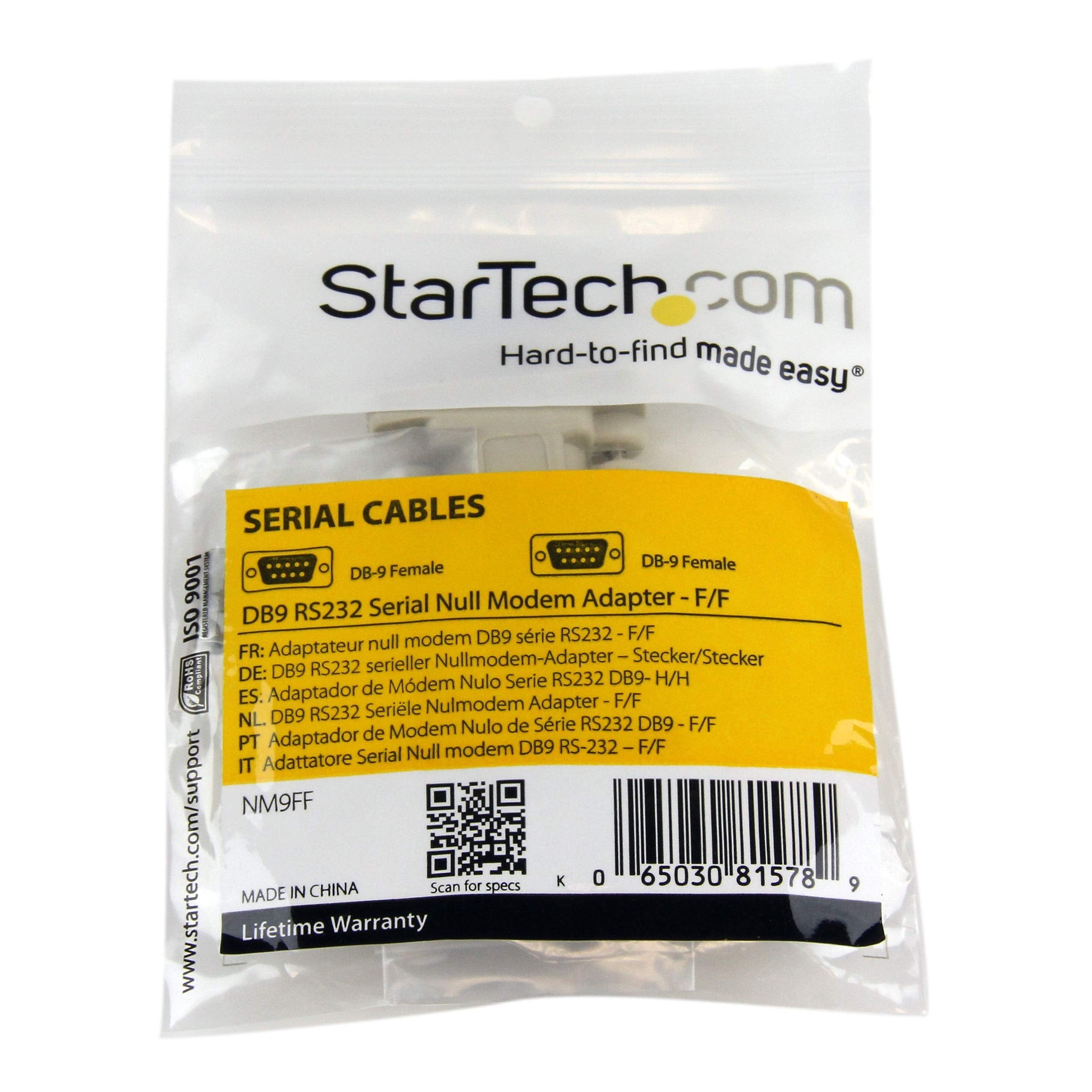 Startech.Com Db9 Rs232 Serial Null Modem Adapter   F/F   Null Modem Adapter   Db 9 (F) To Db 9 (F)   Nm9Ff