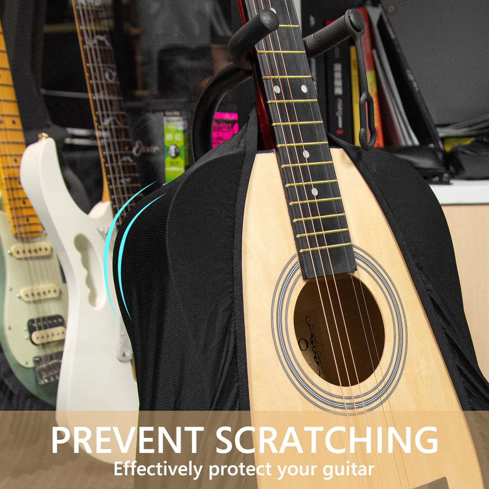 Musiin Premium Black Dust Cover For Acoustic And Bass Guitars   Tailored Protection Compatible With Fender Gibson Martin Taylor