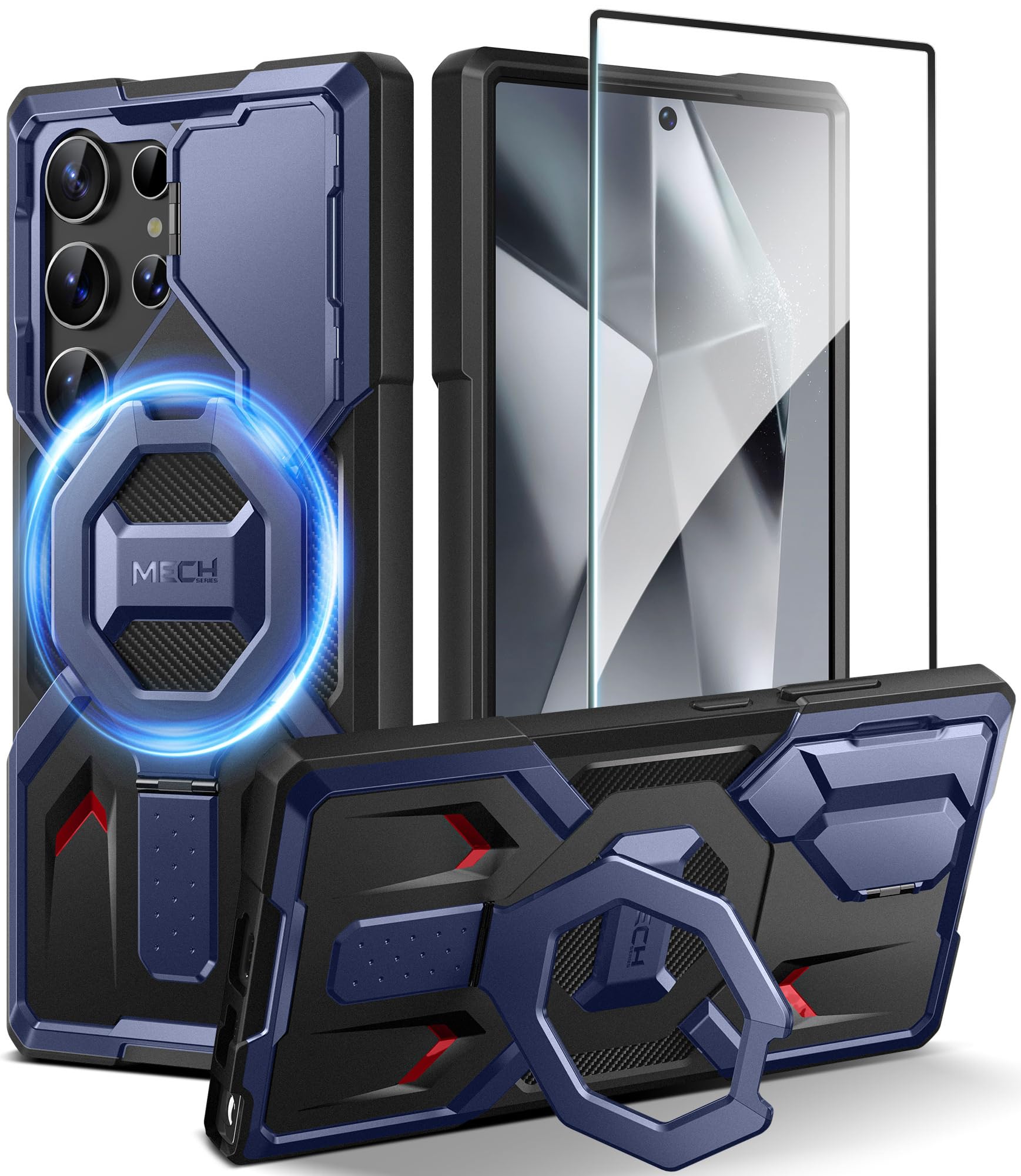 Tongate For Samsung Galaxy S24 Ultra Case Compatible With Magsafe, [Ring Stand & Camera Cover Kickstand]Drop Shockproof Rugged P