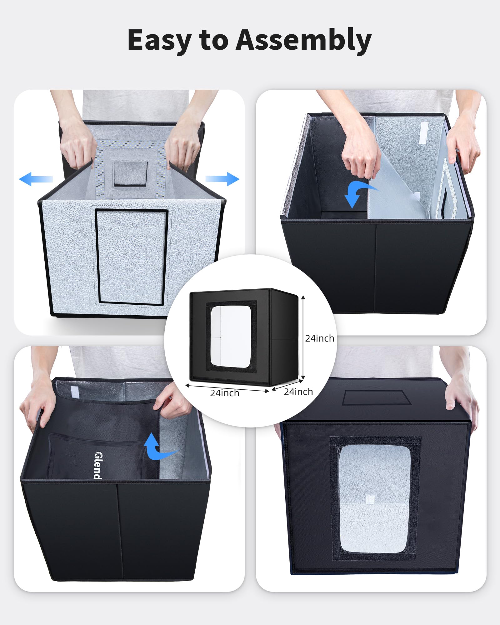 Glendan 24''X24'' Light Box Photography, Large Photo Light Box With 288 Led Beads, Cri >95, Professional Portable Photo Booth Sh