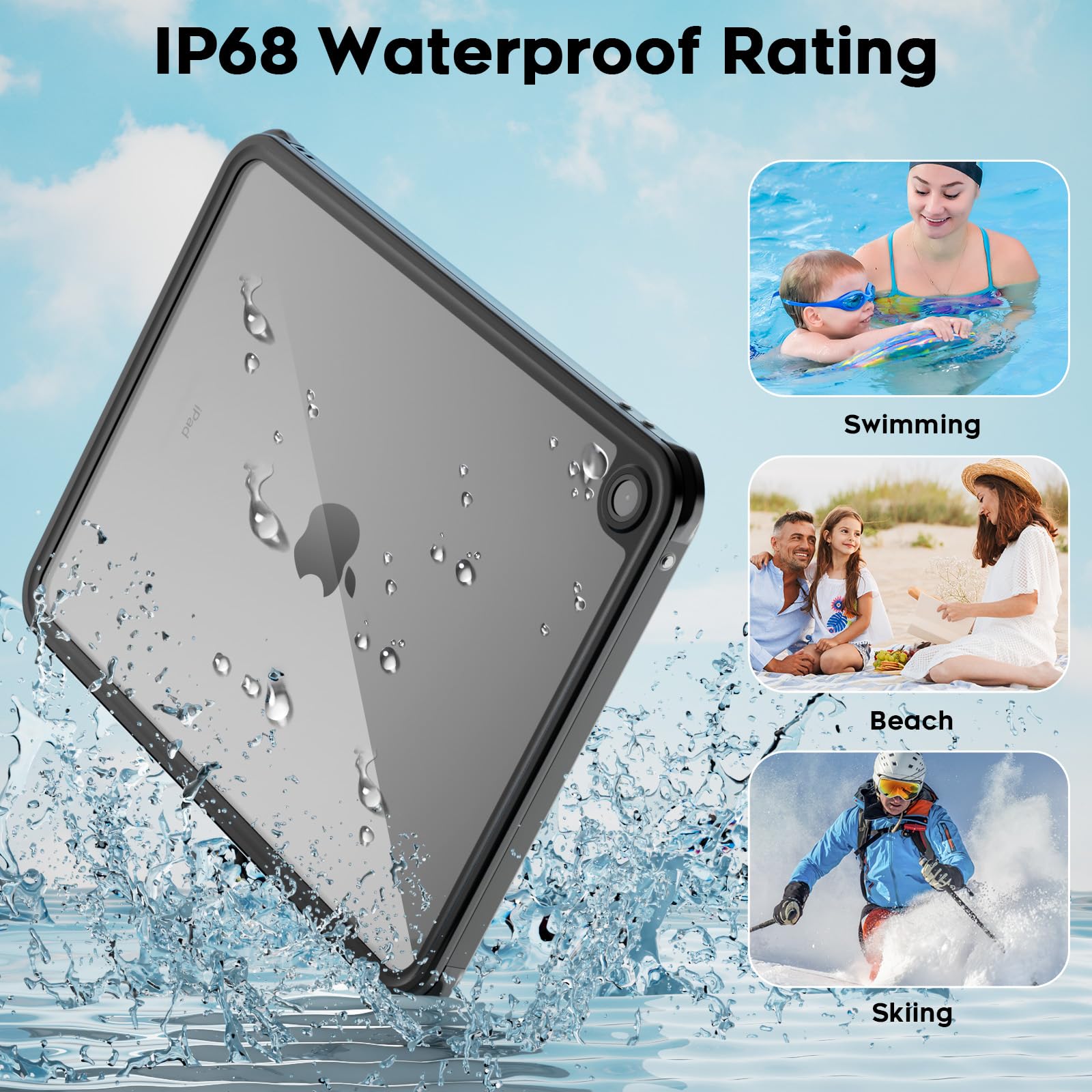 Supfine For Waterproof Ipad 10Th Generation Case, [Built In Screen Protector] [Ip68 Waterproof] Full Body Rugged Shockproof Prot