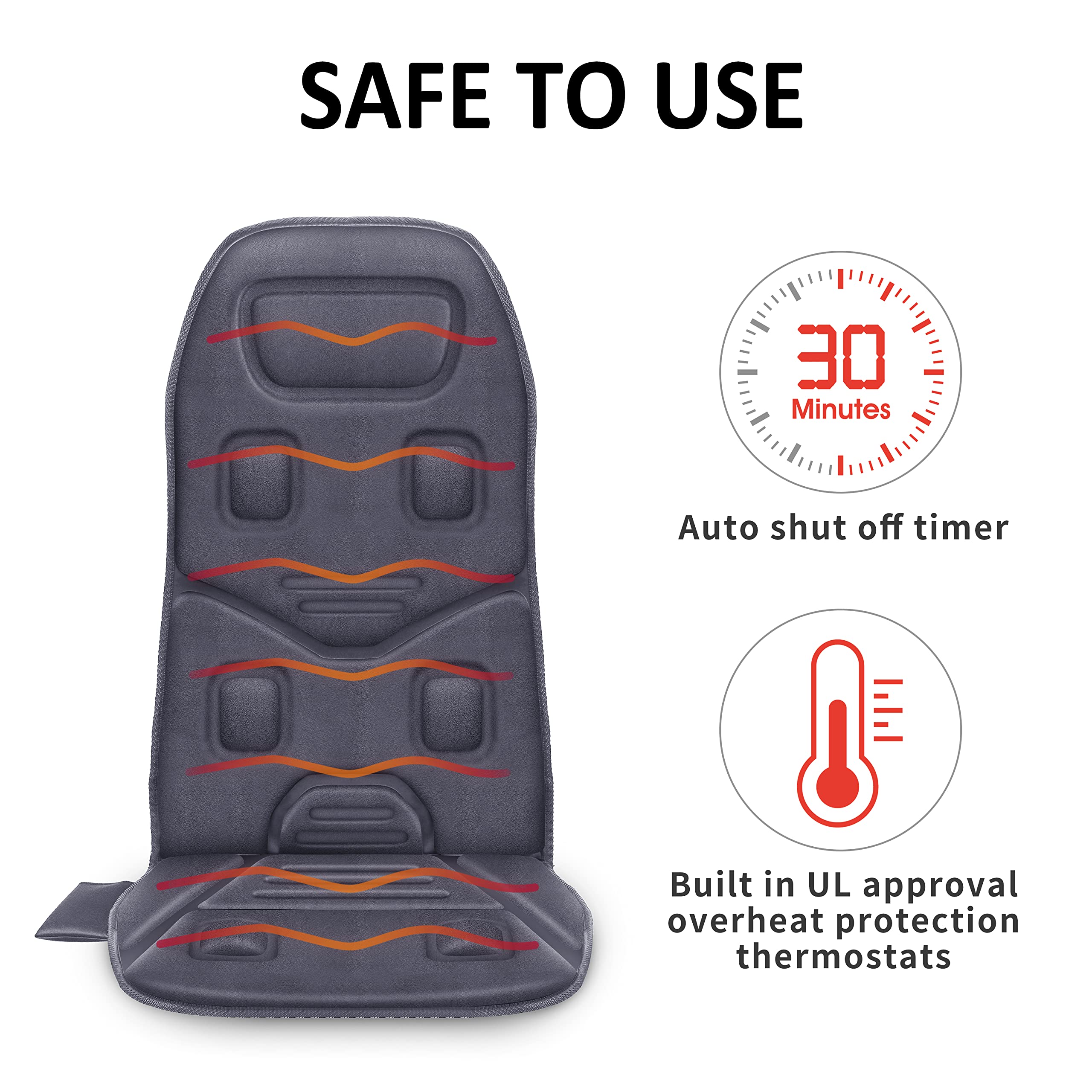 Comfier Back Massager With Heat, 10 Motors Vibration Seat Massager, Chair Massage Pad, Heated Chair Pad, Chair Warmer,Gifts For
