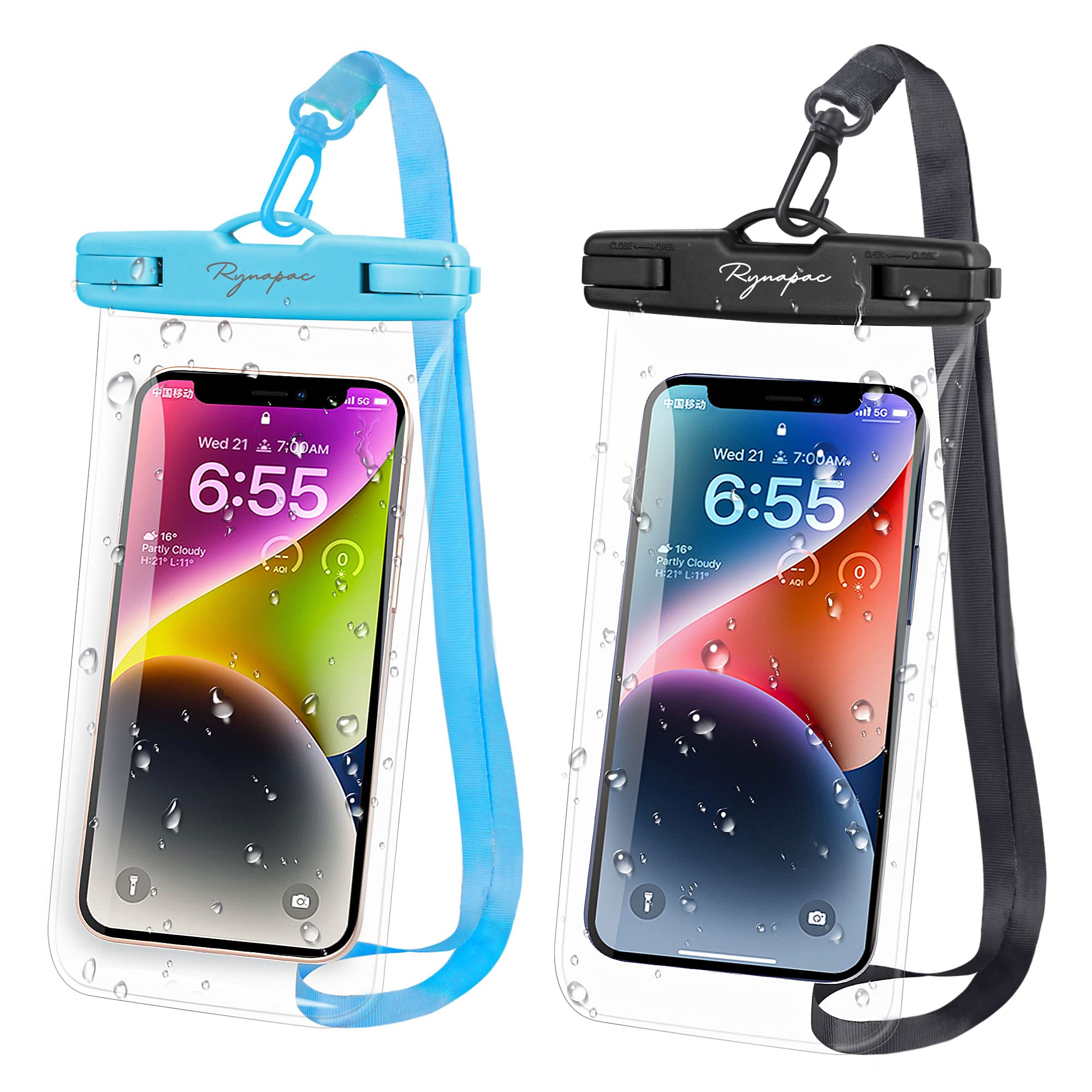 Rynapac Waterproof Phone Pouch Bag - 7.5in Waterproof Phone Case for Beach Travel Must Haves, IPX8 Underwater Holder with Lanyar