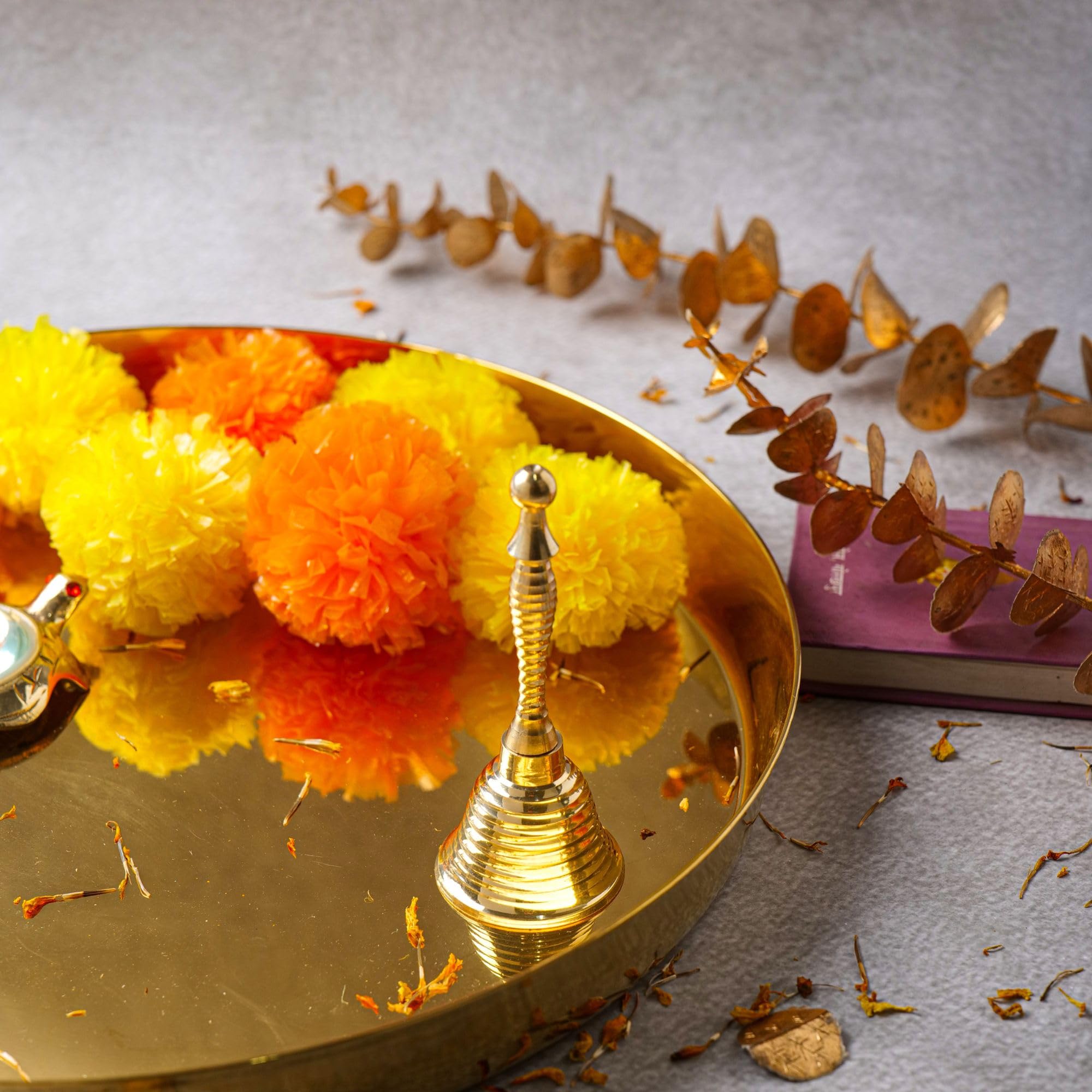 Super Loud Solid Brass Hand Bell Call Bell Wedding Bells   Puja Bell For Mandir, Indian Pooja Ghanti   Christmas Bells | 4 Inch