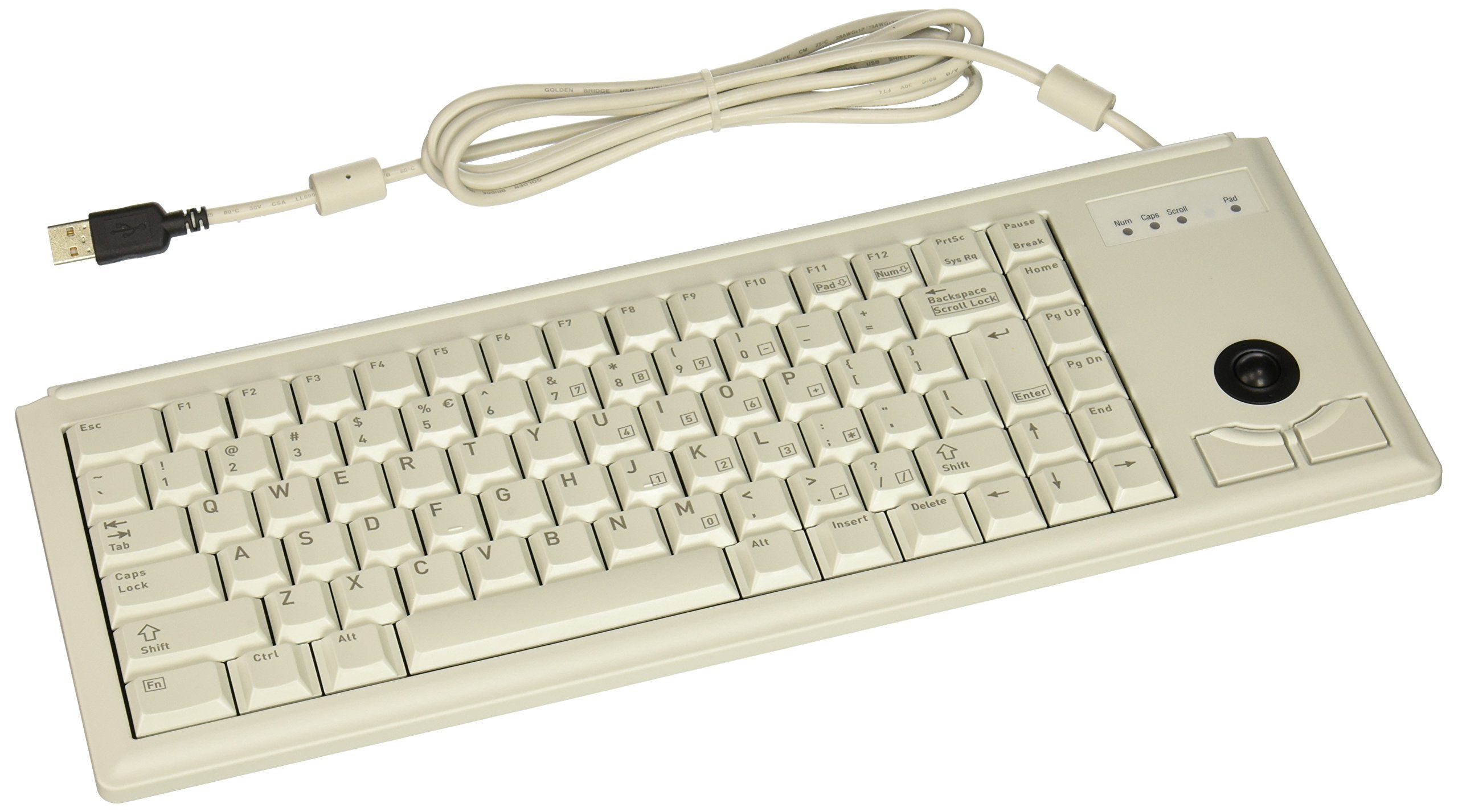 Cherry G84-4420LUBEU-0 UltraSlim Compact Keyboard with USB Interface and Optical Trackball, 15 Width, Light Gray