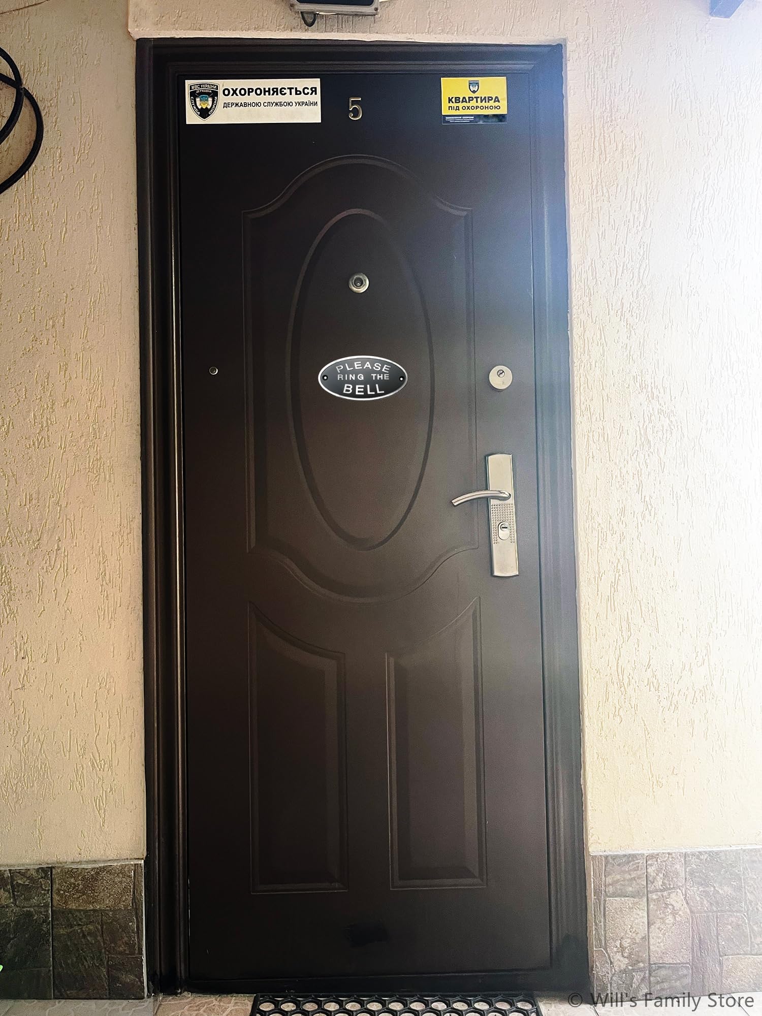 Please Ring The Bell Aluminium Doorbell Sign With Screws Black And Silver 5.5X2.7 Inch