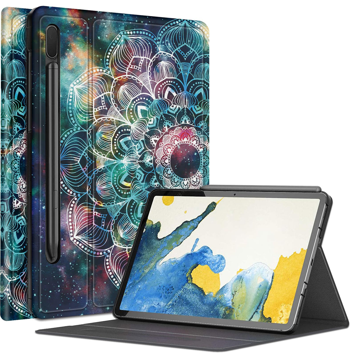 Art Mandalas Case For Samsung Galaxy Tab S8 Plus/Tab S7 Fe 12.4 Inch 2021 / Galaxy Tab S7 Plus 2020, Multiple Viewing Angles Cas