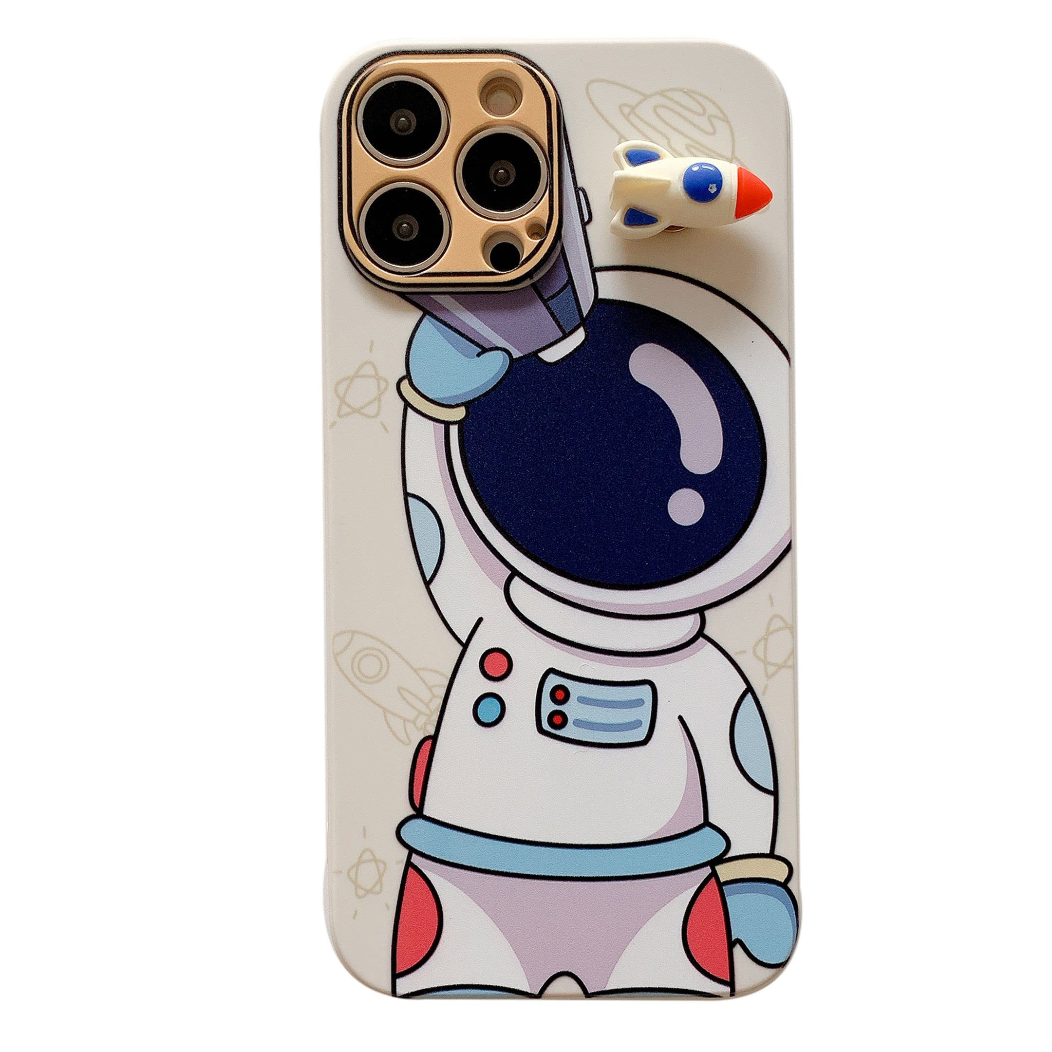 Yonds Queen For Iphone 12 Pro Max Cute Case, Cartoon Astronaut Space Rocket Design Stylish Bumper Cover Soft Tpu Rubber Protecti