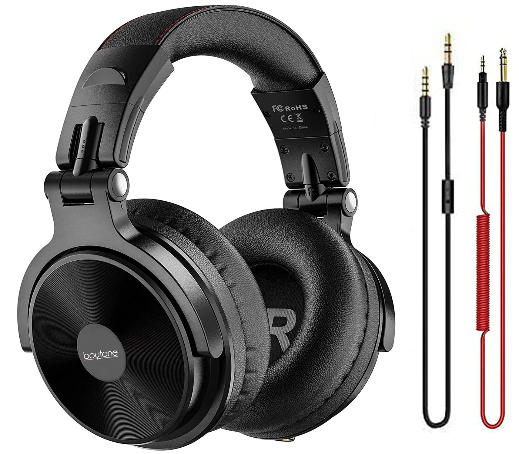 Boytone Bt 10Bk Wired Over Ear Headphones Studio Monitor & Mixing Dj Stereo Headsets With 50Mm Drivers And 1/4 To 3.5Mm Audio Ja