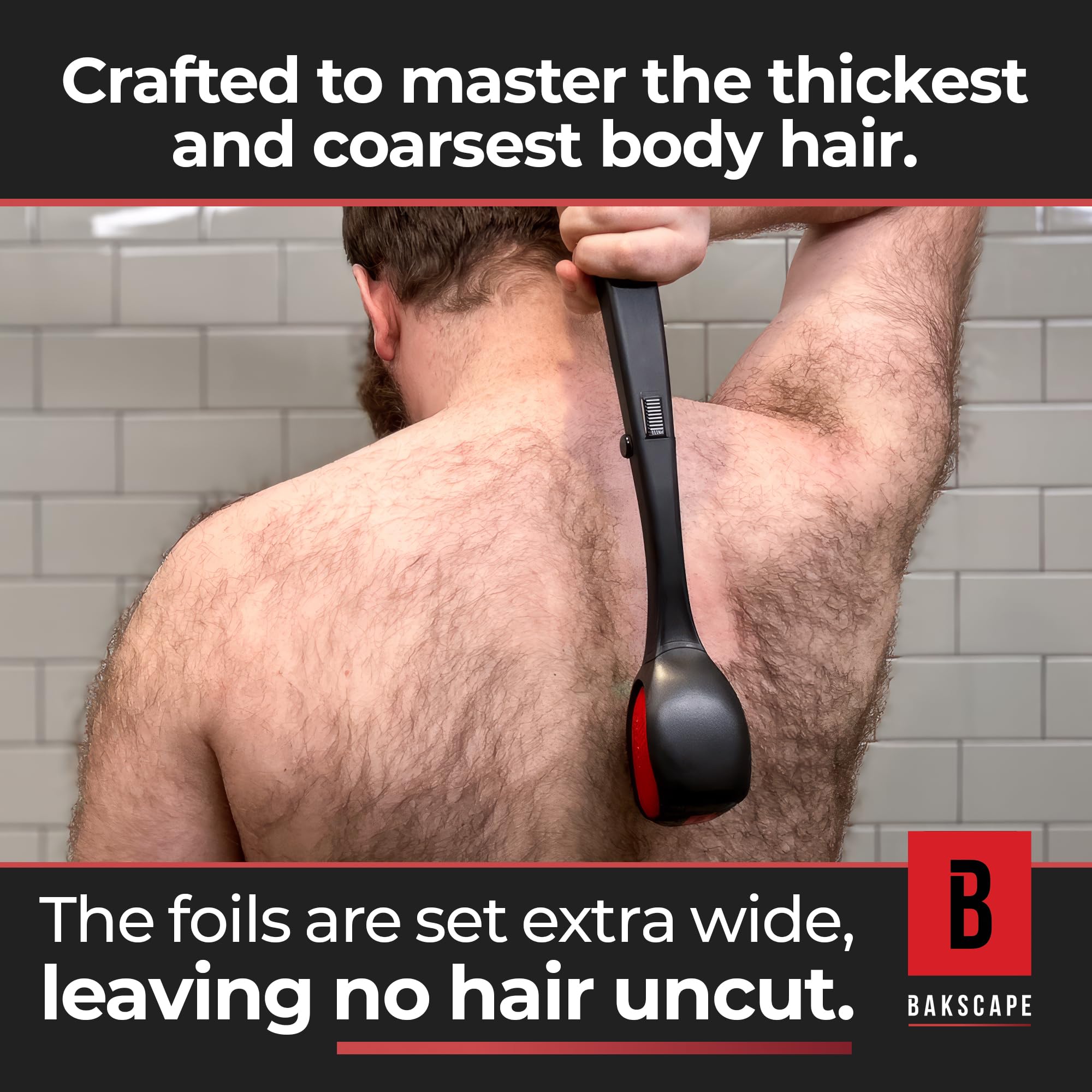 Bakscape Men'S Back Shaver Starter Kit 2.0 Replacement Titanium Precision Shave Head: Six Pivoting Foils For Effortless, Smooth