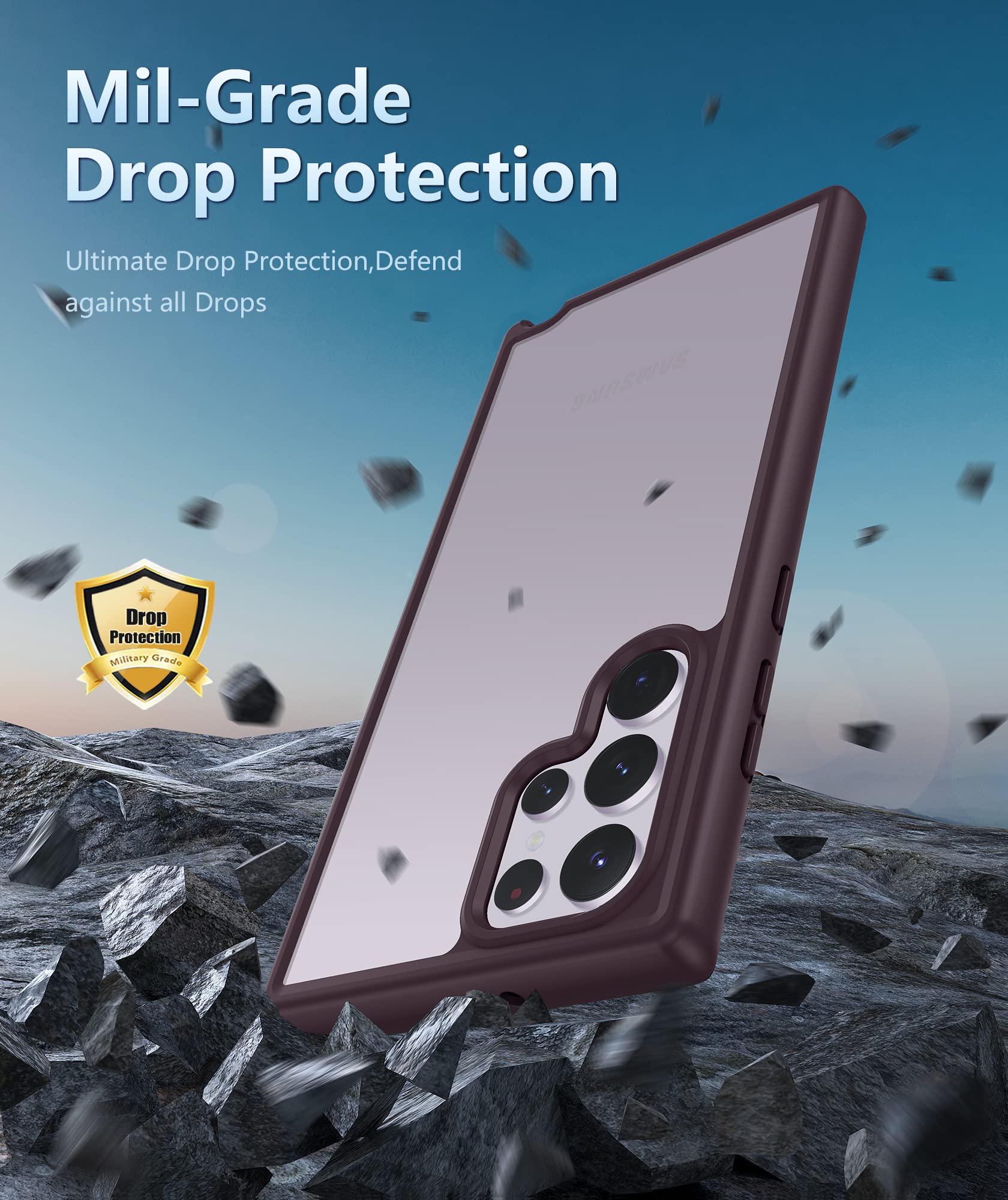 Fntcase For Samsung Galaxy S22 Ultra Case: Full Drop Proof Protection Translucent Cases | Matte Textured Shockproof Protective B