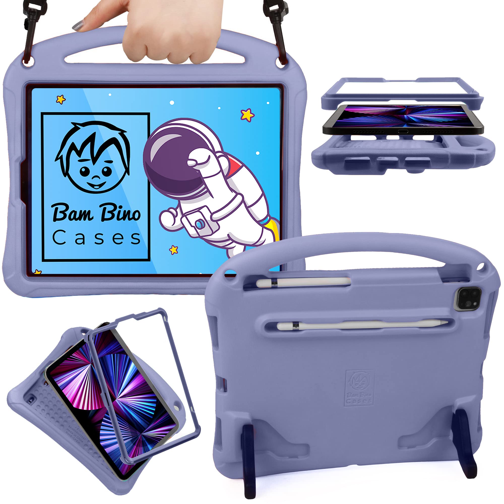 Bam Bino Space Suit Case For Ipad Pro 12.9'' 3Rd/4Th/5Th/6Th Generation (2018 2022) Models (Nebula Violet)   [Not For Ipad Pro 1