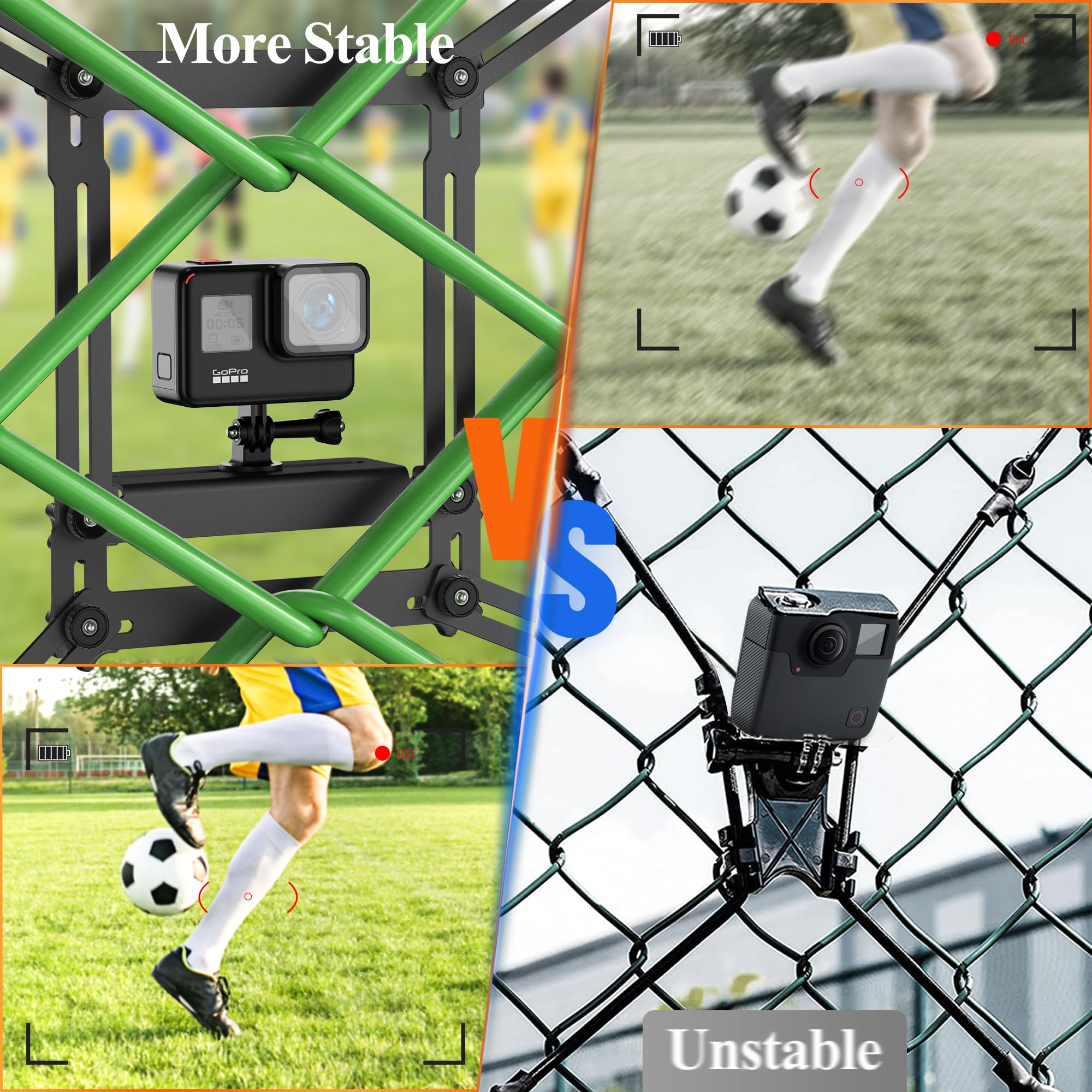 Meromore Black Fence Mount   Action Camera Aluminum Fence Mount Compatible With Gopro, Phones, Digital Camera, Ideal Backstop Ca