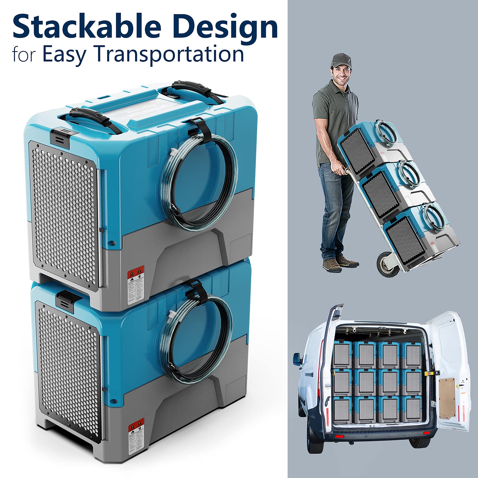 Alorair Lgr Commercial Dehumidifier With Pump, Up To 180 Ppd (Saturation), 85 Ppd At Aham, 5 Years Limited Warranty, Industrial Dehumidifier For Flood Repair, Crawlspace And Basement Drying, Blue