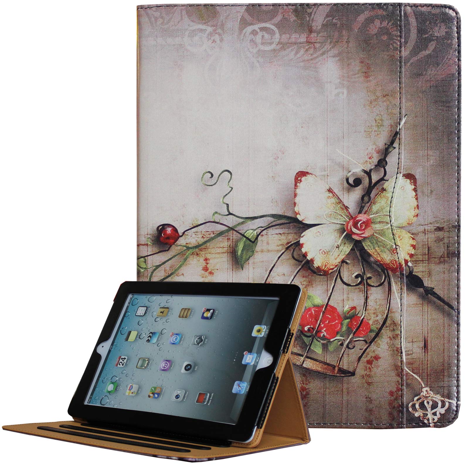 For Ipad 9.7 6Th/5Th Generation 2018/2017, Ipad Air/Air 2 Case, Jytrend Multi Angle Viewing Stand Folio Smart Cover With Pocket For A1893 A1954 A1822 A1823 A1474 A1475 A1476 A1566 A1567 (Butterfly)