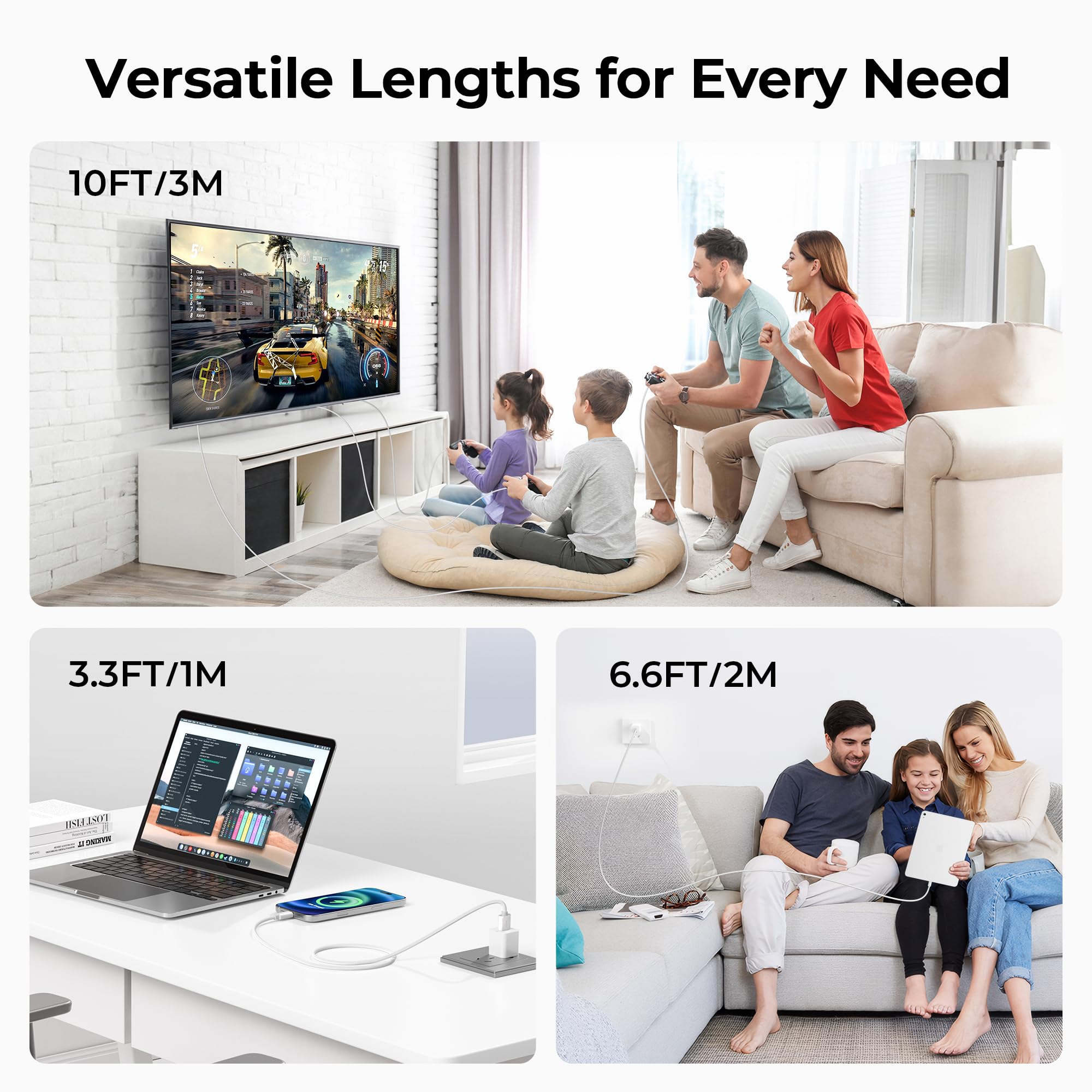 Basesailor Usb Type C Charger Cable 10Ft 2 Pack,Nylon Charging Cord For Iphone 16 15 Pro Max,Samsung Galaxy Z Fold 5,Note 20,Tab