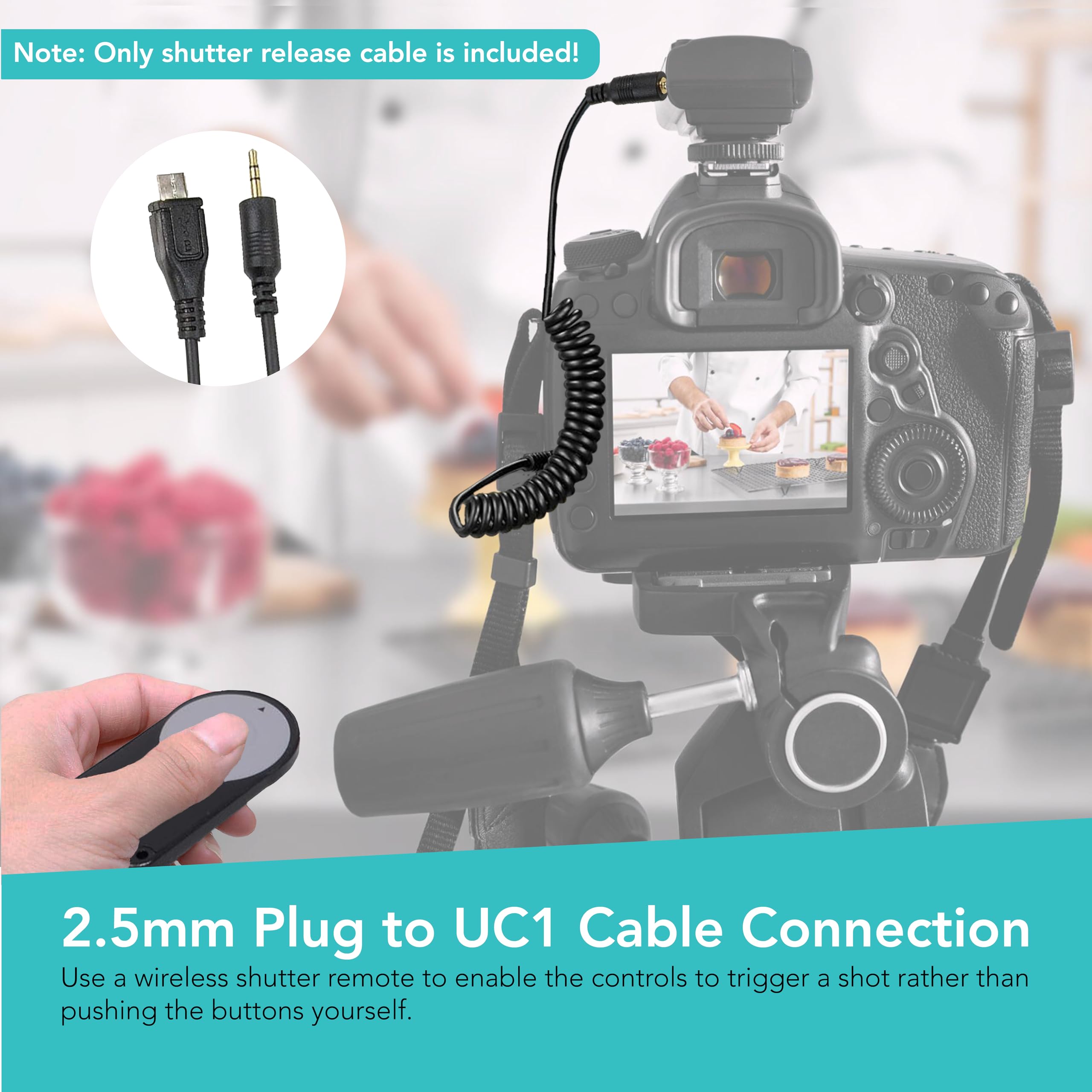 Foto&Tech 2.5 Mm-Uc1 Camera Remote Control Shutter Release Cable Compatible With Olympus Om-D E-M5 Mark Ii, E-M5, E-M1, E-M10, P
