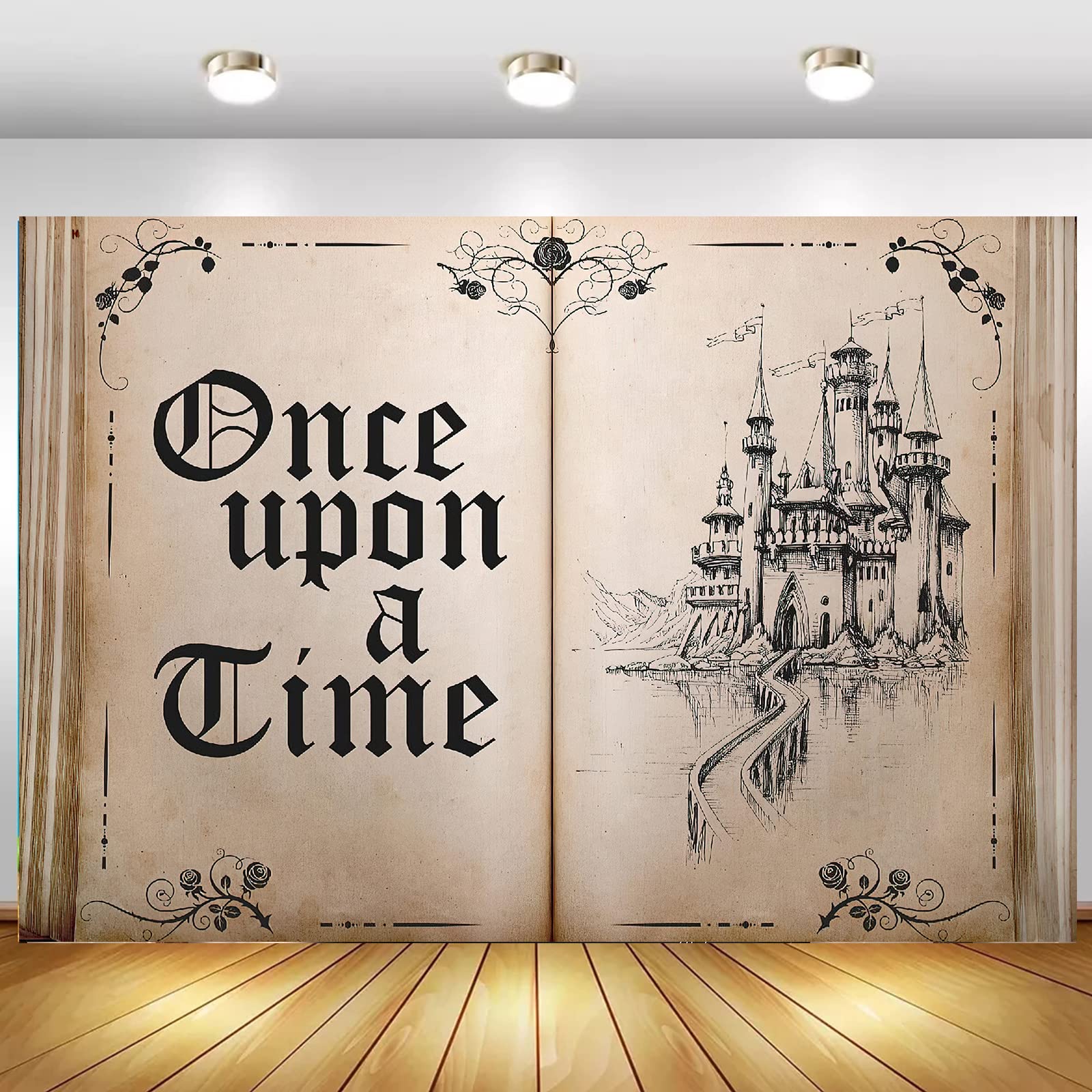 Fairy Tale Books Backdrop Once Upon A Time Backdrops Ancient Castle Princess Romantic Wedding Birthday Party Decorations Magic B