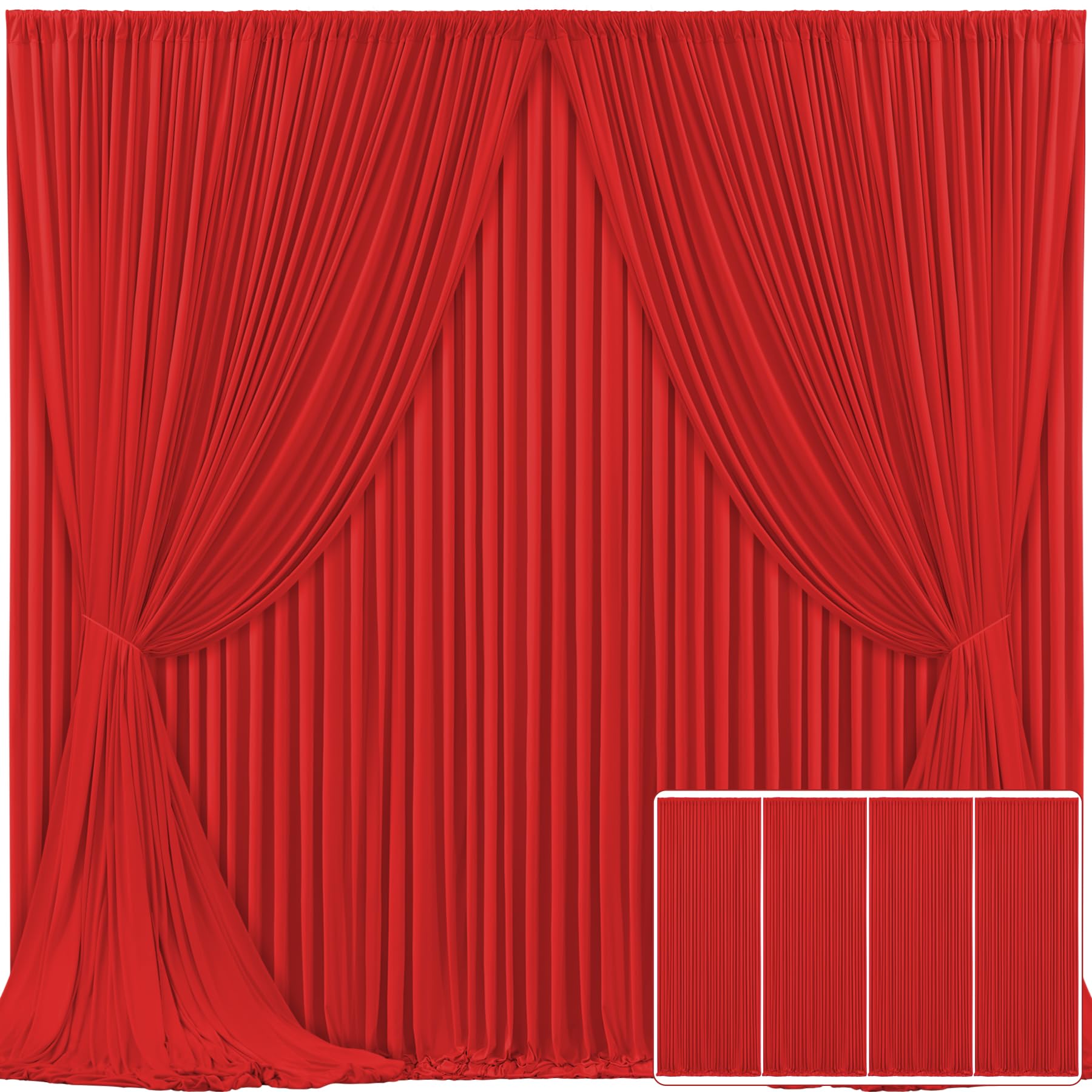 4 Panels Red Backdrop Curtain For Parties Wedding Wrinkle Free Red Photo Curtains Backdrop Drapes Fabric Decoration For Birthday