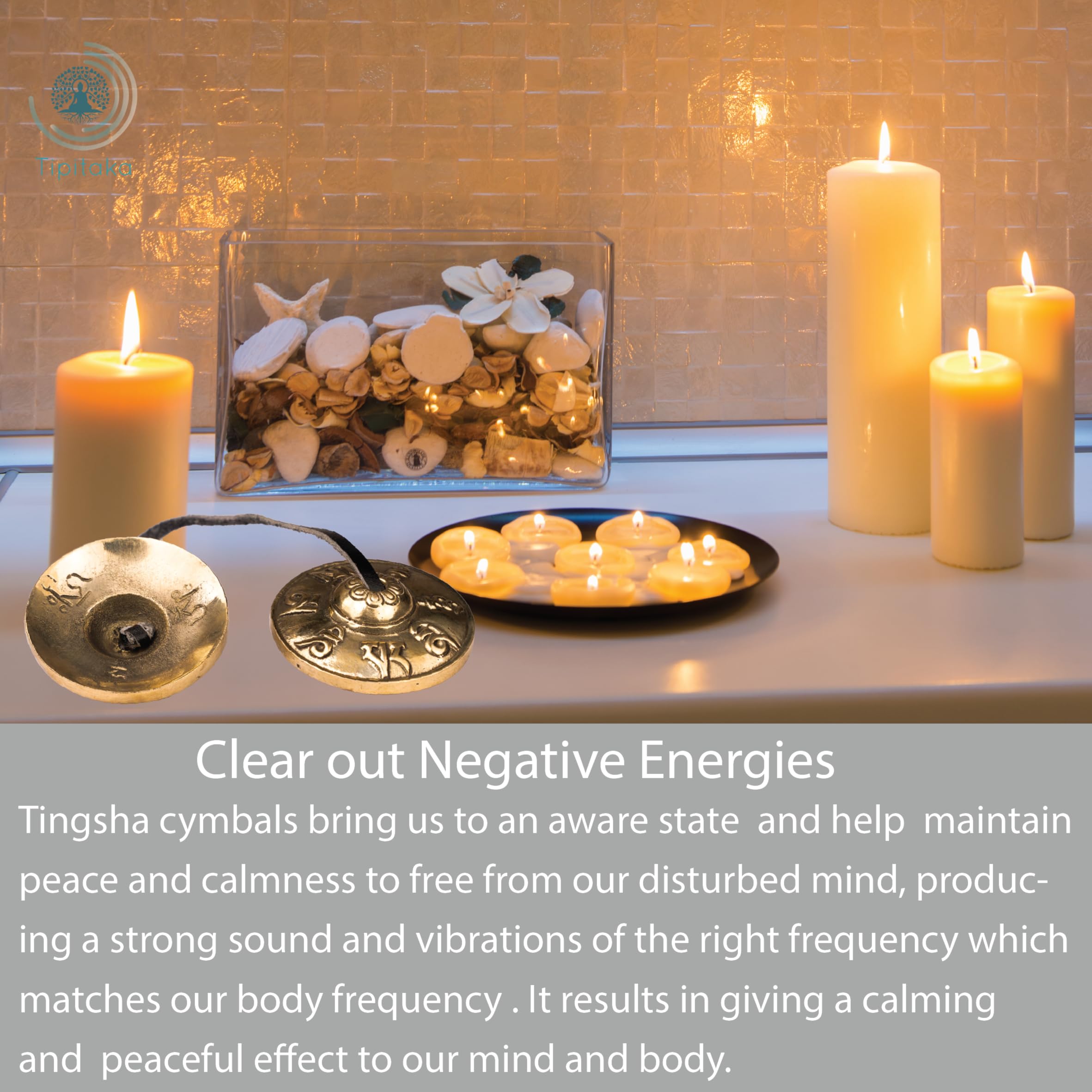 Tipitaka Tibetan Tingsha Cymbal Bells With Case | Handcrafted In Nepal 6.5 Cm Sound Healing Meditation Bells For Mindfulness, Yo