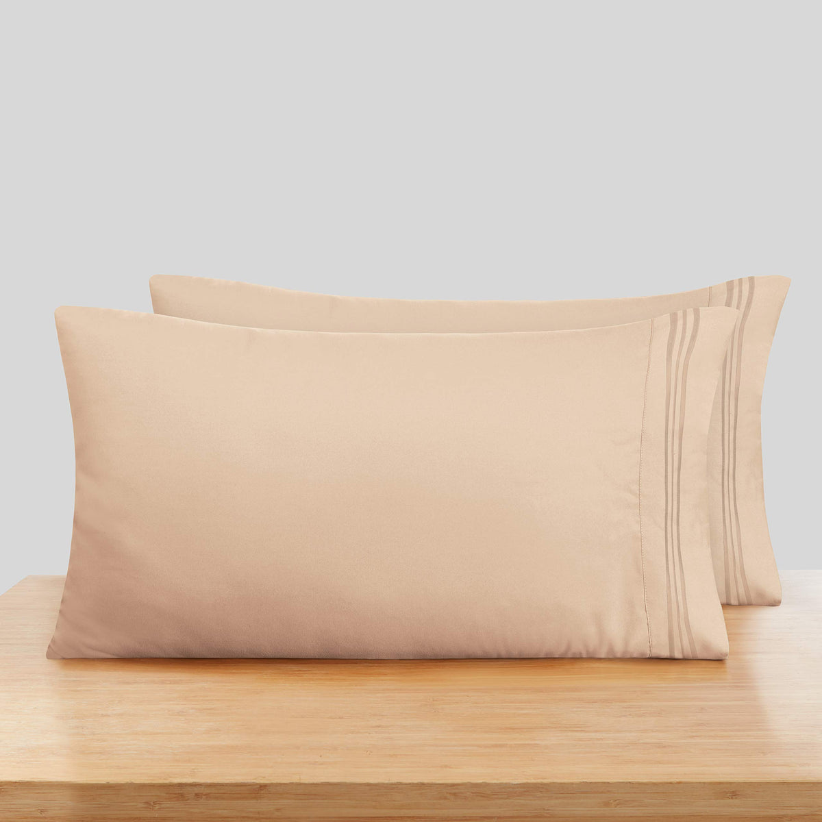 Nestl King Size Pillow Cases 2 Pc   Soft Pillow Cover   Lightweight Taupe Pillowcase   Microfiber King Size Pillow Case   20X40