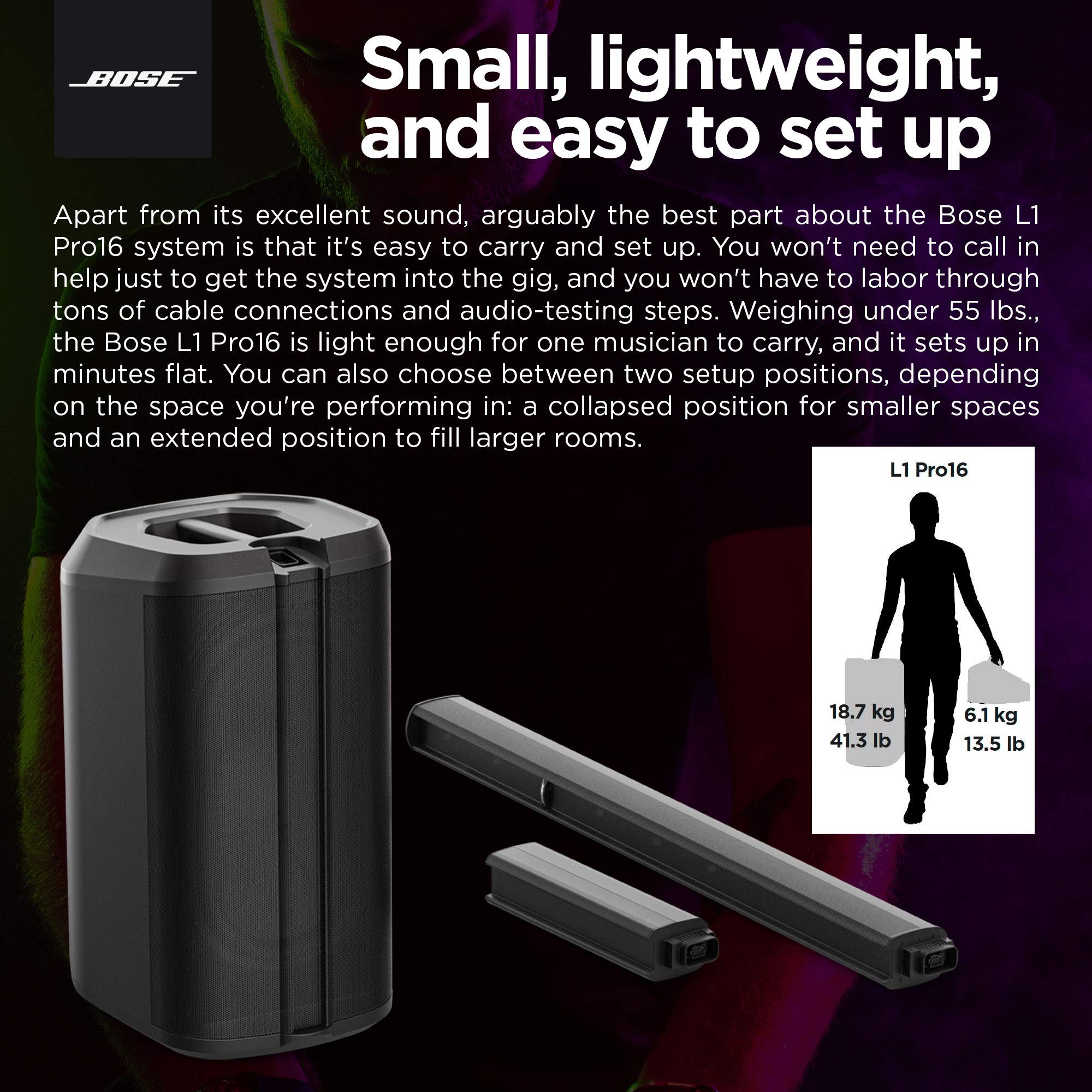 Bose L1 Pro16 - Portable Pa System Portable Line Array Speaker With Integrated Bluetooth Built-In Mixer And Wireless App Control