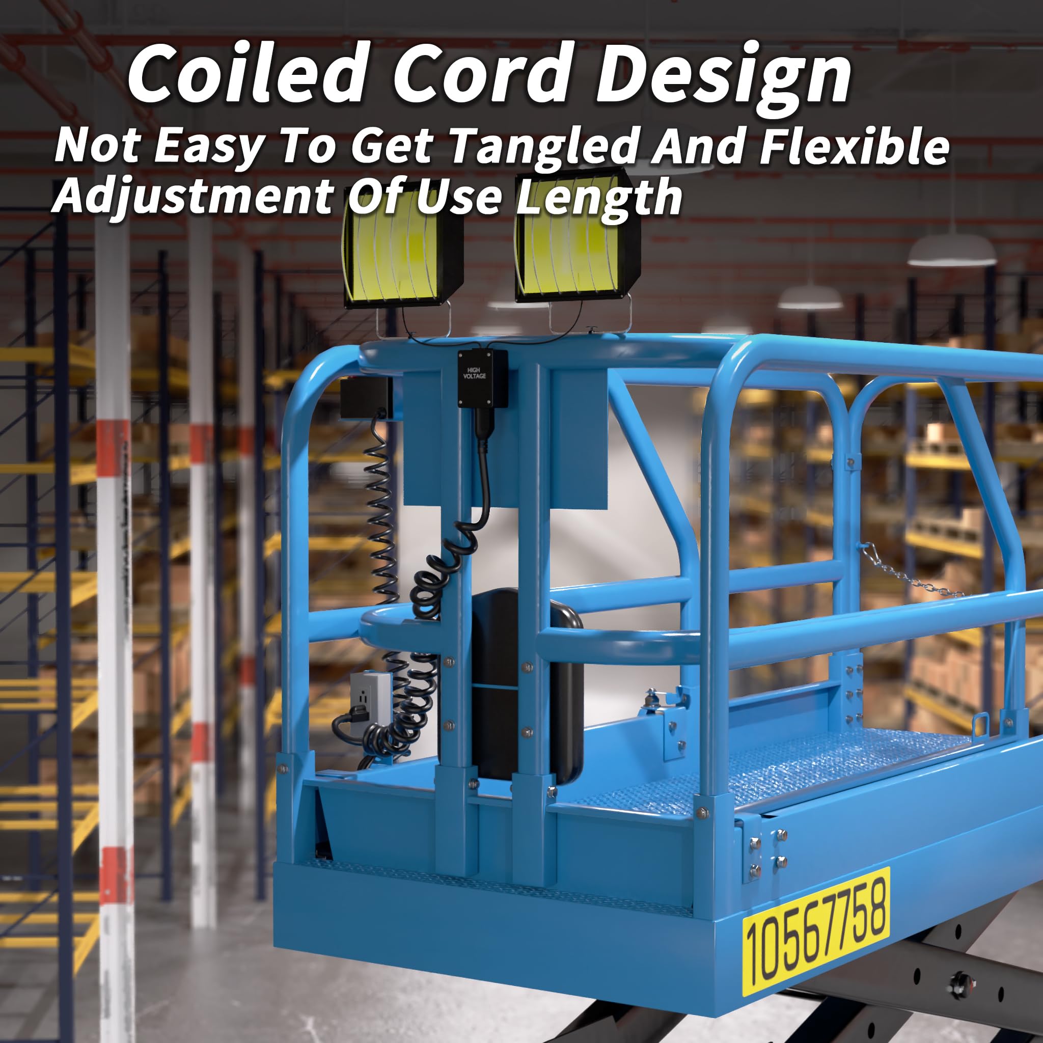 Plugsaf 18/3 Gauge Black Coiled Extension Cord 15 Ft Indoor Waterproof, Flame Retardant, Flexible 3 Prong Coiled Spiral Power Co