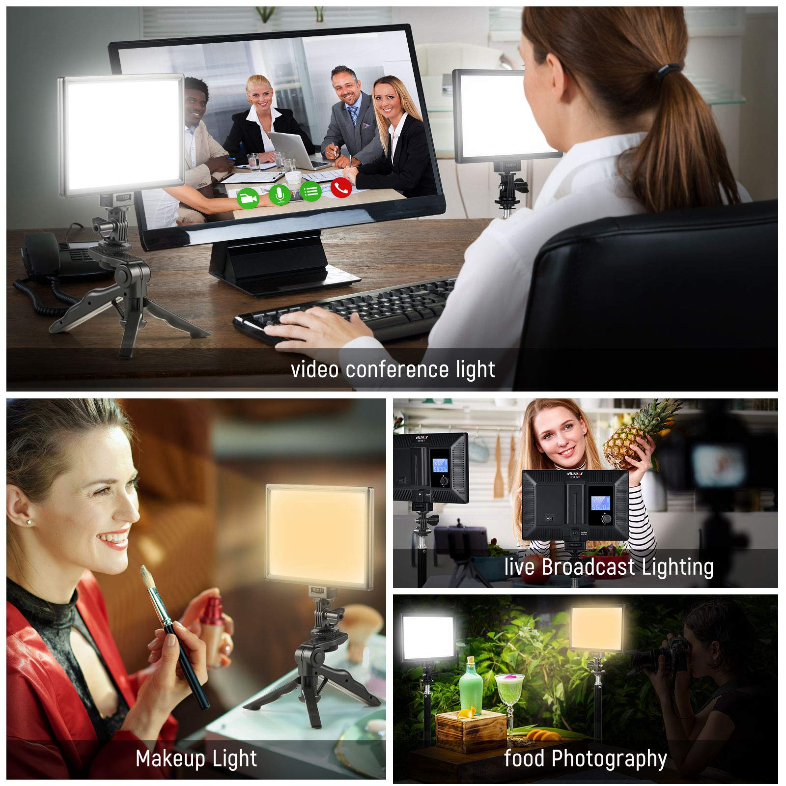 Viltrox 2 Sets Photography Led Video Light Lamp With Bi Color 3300K 5600K, Hd Lcd Display Screen, Cri 95 For Dslr Table Photo St