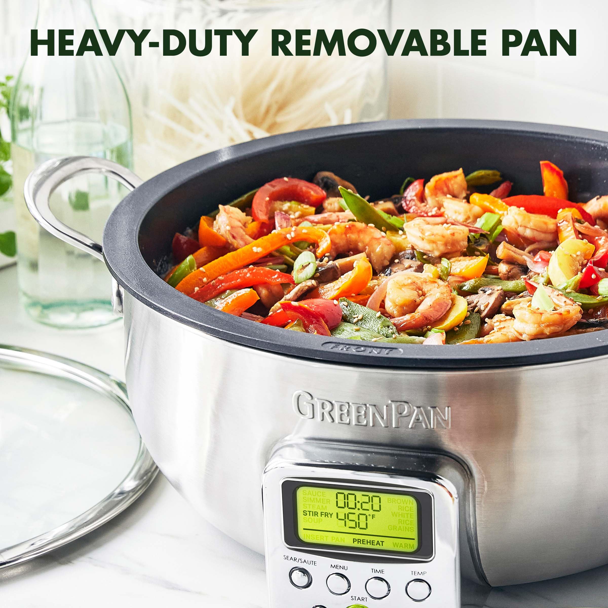 Greenpan Elite 6Qt Electric Skillet, Sear Saute Stir Fry Cook Rice, Healthy Ceramic Nonstick, Dishwasher Safe Parts, Easy To Use