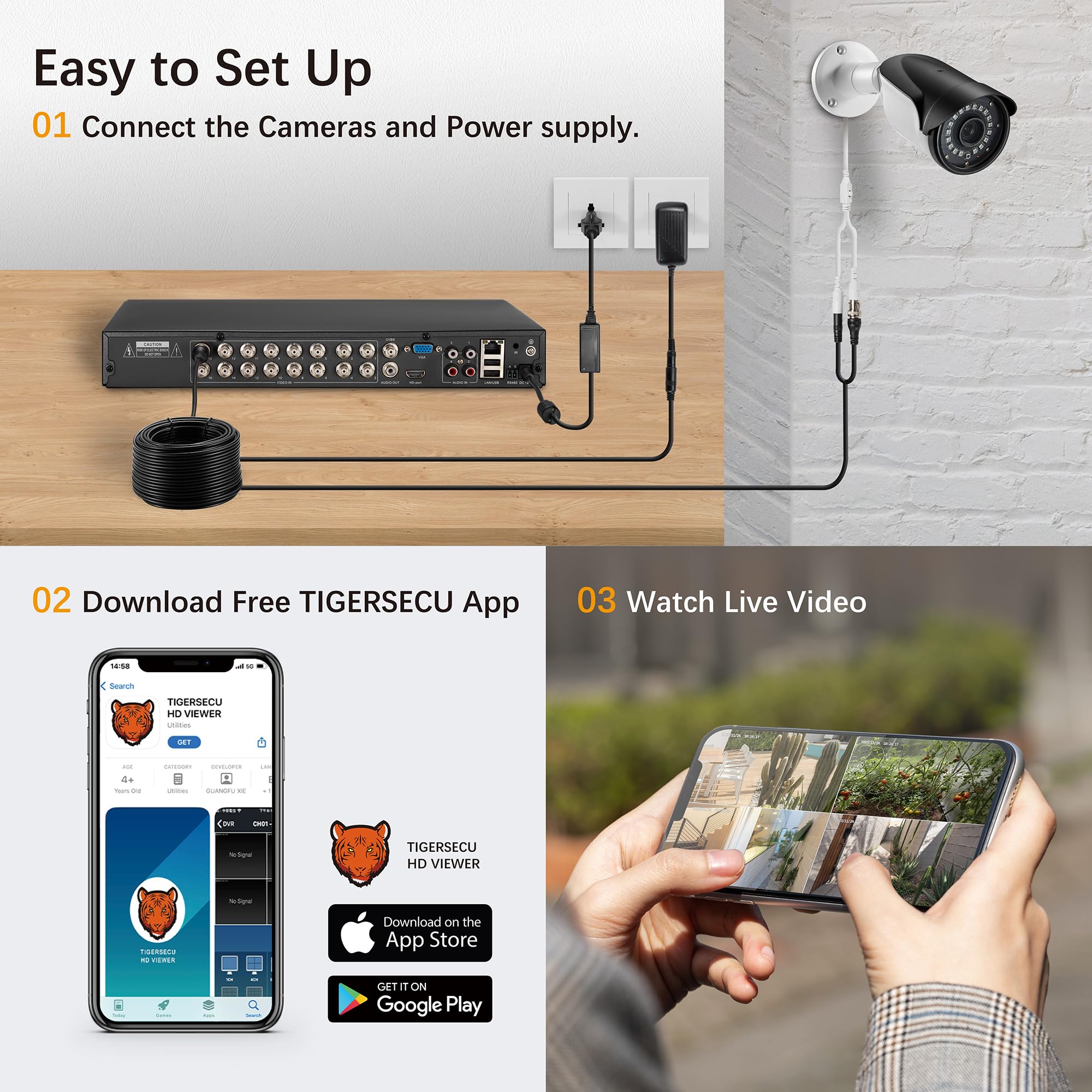 Tigersecu Super Hd 1080P 16-Channel Hybrid 5-In-1 Dvr Security Recorder Without Hard Drive, For Up To 5Mp Tvi/Ahd/Cvi/Analog And