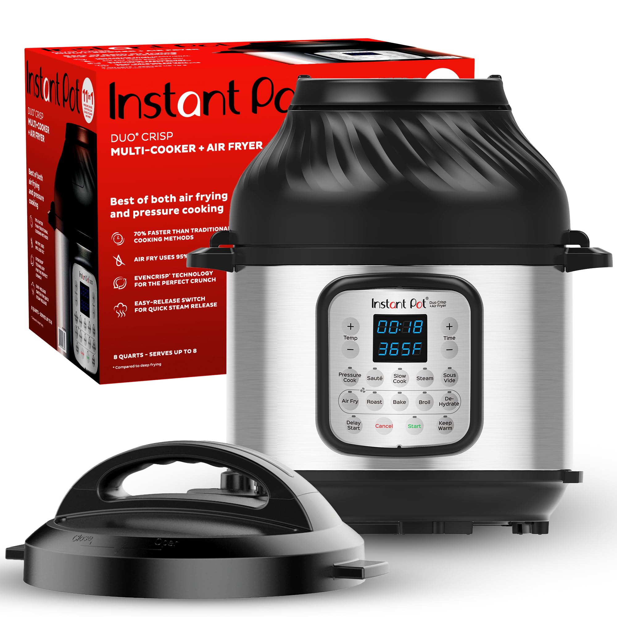 Instant Pot Duo Crisp 11 In 1 Air Fryer And Electric Pressure Cooker Combo With Multicooker Lids That Air Fries, Steams, Slow Co