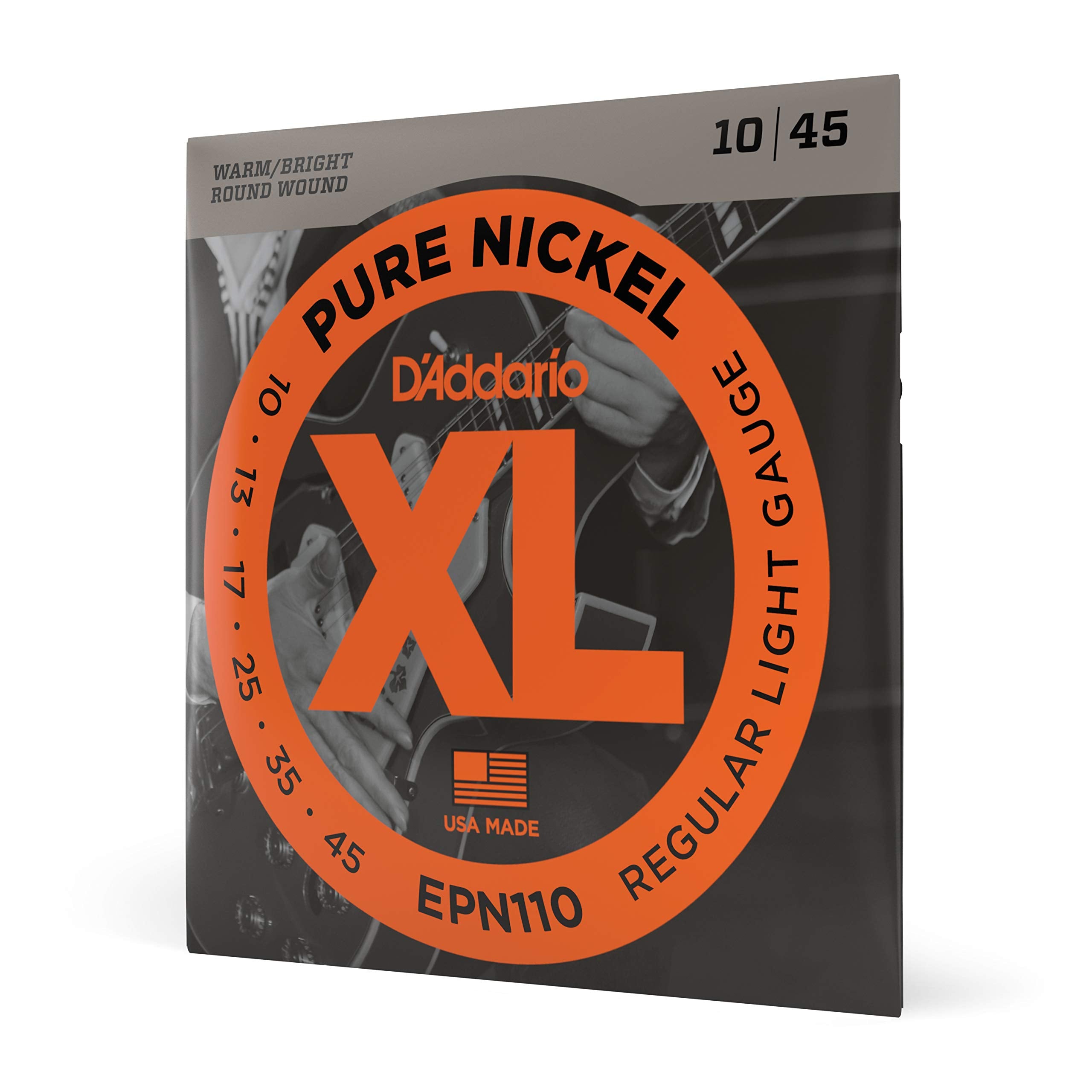 D'Addario Guitar Strings   Xl Pure Nickel Electric Guitar Strings   Round Wound   Warm, Bright, Vintage Sound   Epn110   Regular