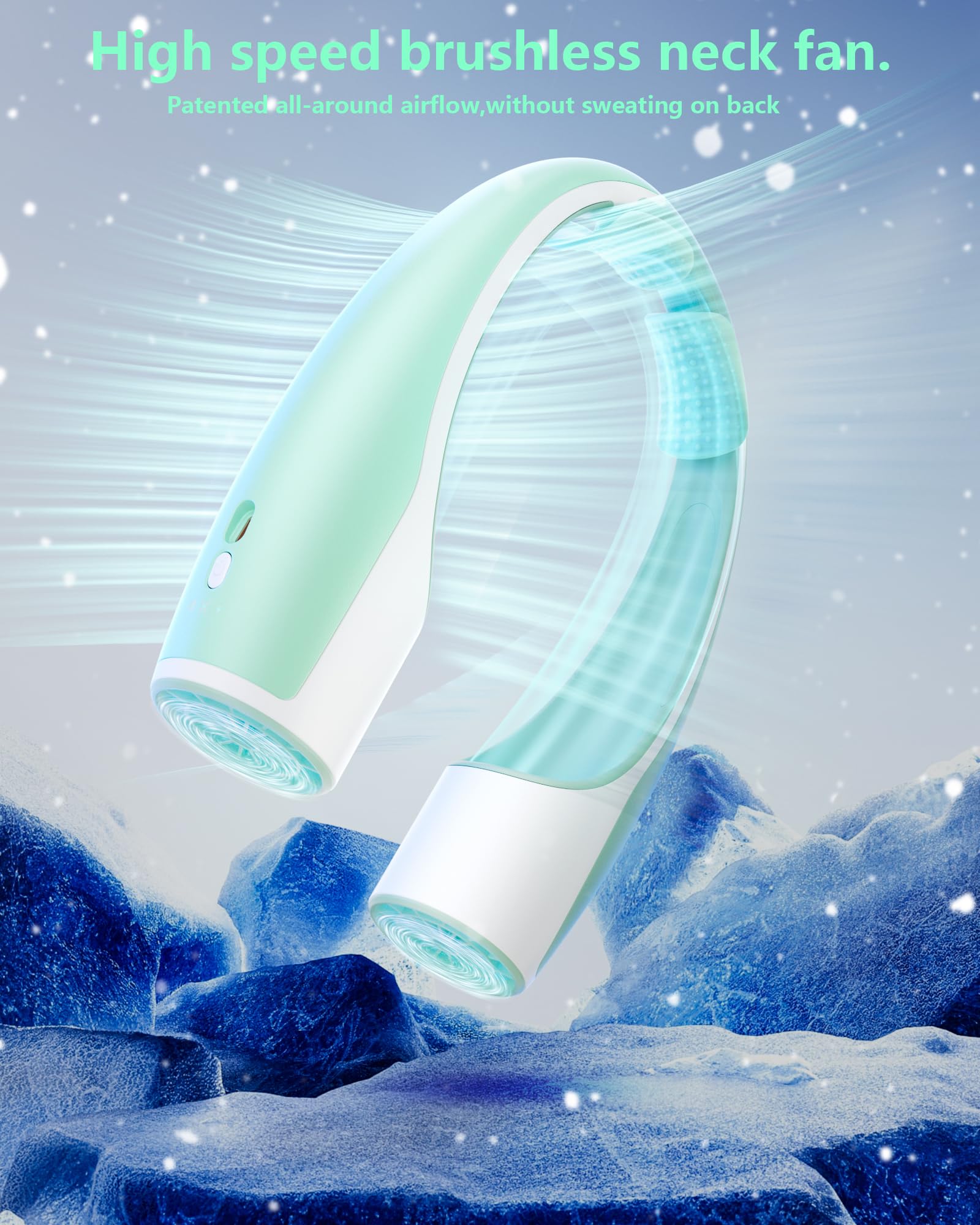 Rohent Neck Fan Portable For Personal: High Power Faster Cooling Neck Fans 4 Speeds Wind   Ultra Quiet Wearable Neck Fan For Tra