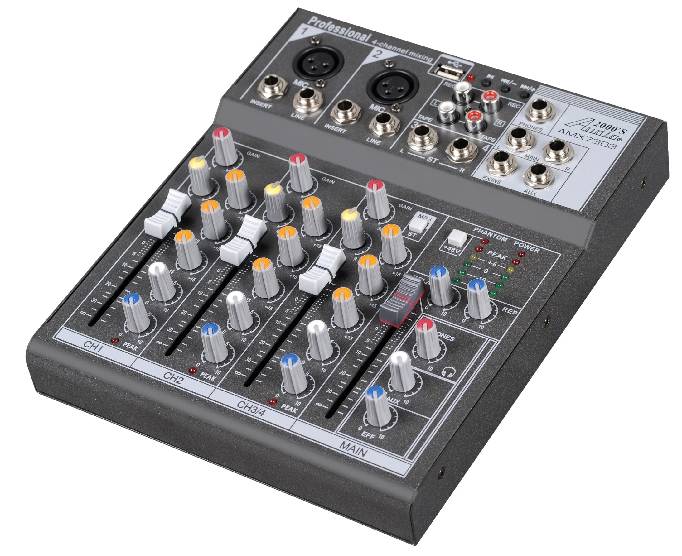 Audio2000S Amx7303- Professional Four-Channel Audio Mixer With Usb And Dsp Processor