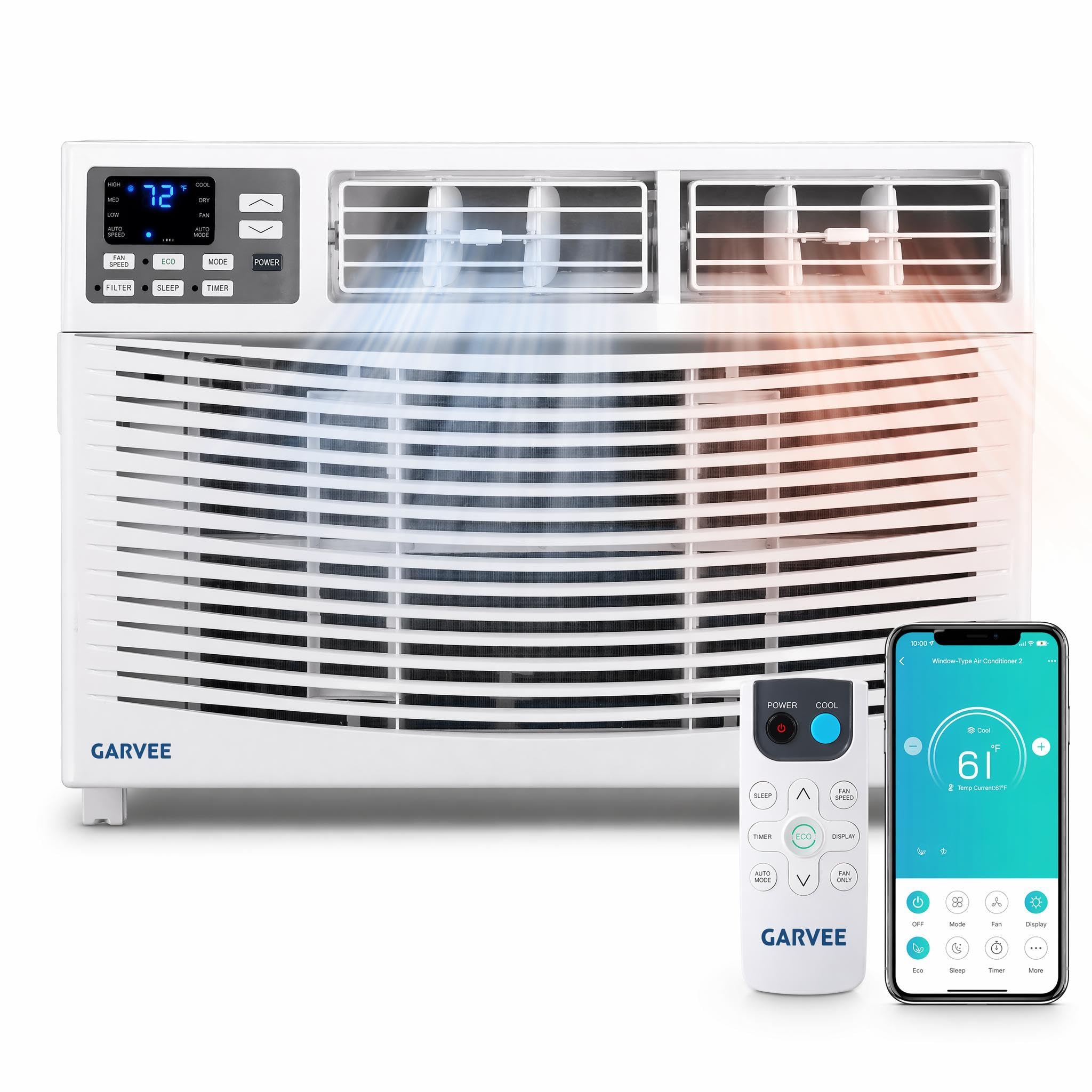 Garvee 23200 BTU Window Air Conditioner with Heat, Window Mounted AC Unit and Heater Combo with Dehumidifier & Fan for Apartment