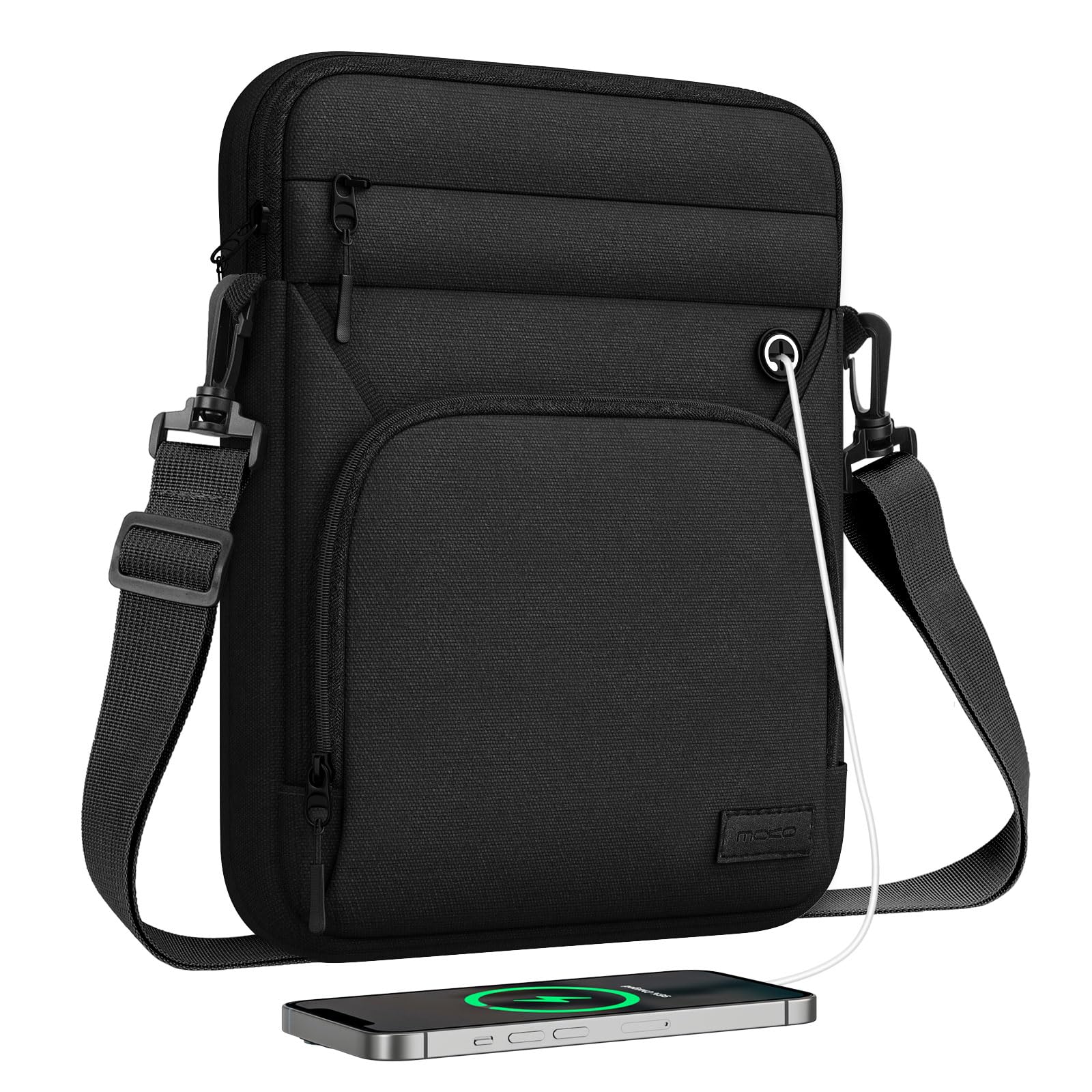 MoKo 12.9 Inch Tablet Sleeve Bag, Fits 13 Inch New iPad Pro M4 & Air M2 2024, iPad Pro 12.9 inch M2&M1, Galaxy Tab S9/S8 Plus 12.4', Multifunctional Bag with Shoulder and Headphone Port, Black