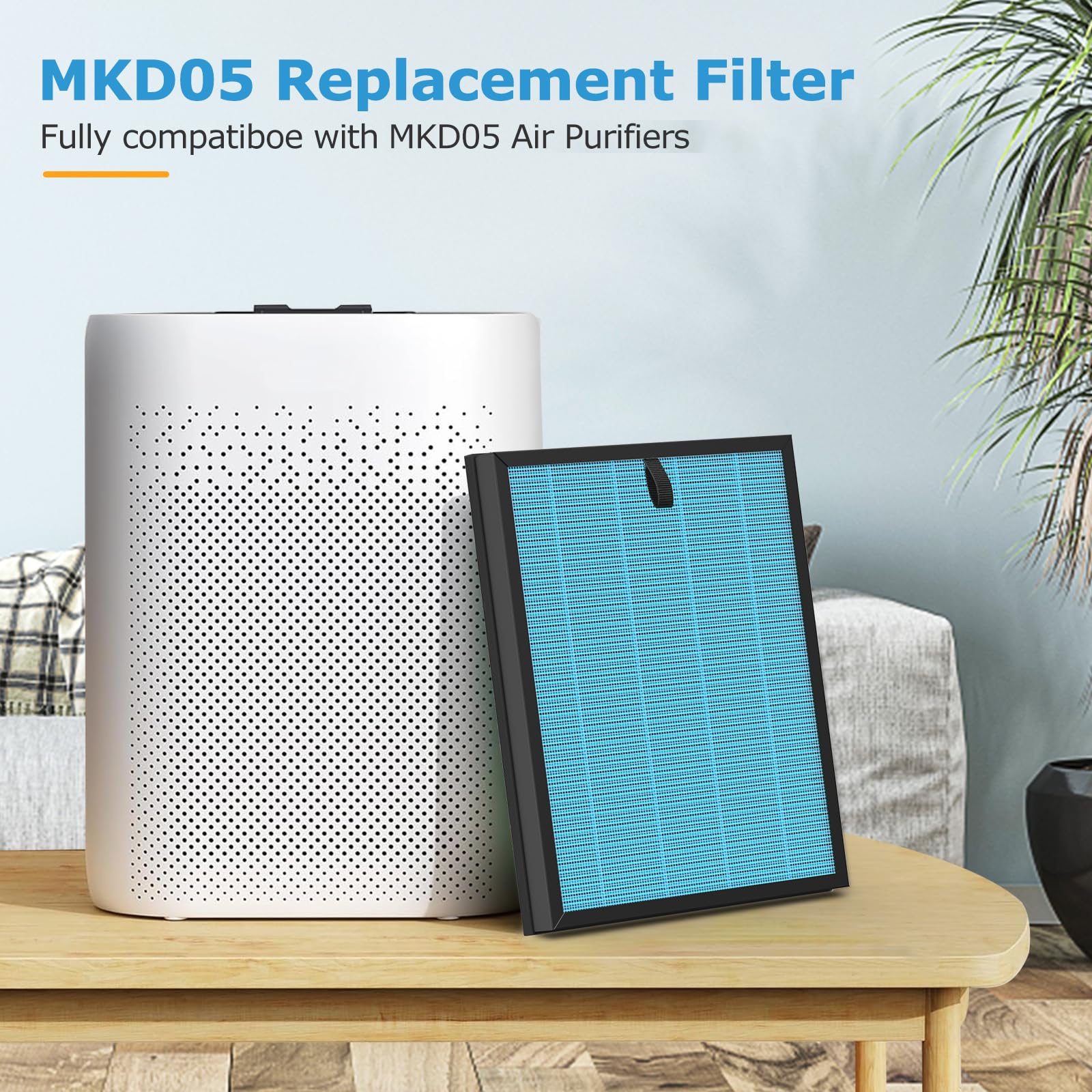 Isingo 2 Pack Mkd05 Air Filter Replacement Compatible With Mkd05 Air Purifier, 4 In 1 High Efficiency H13 True Hepa Filter, Stan