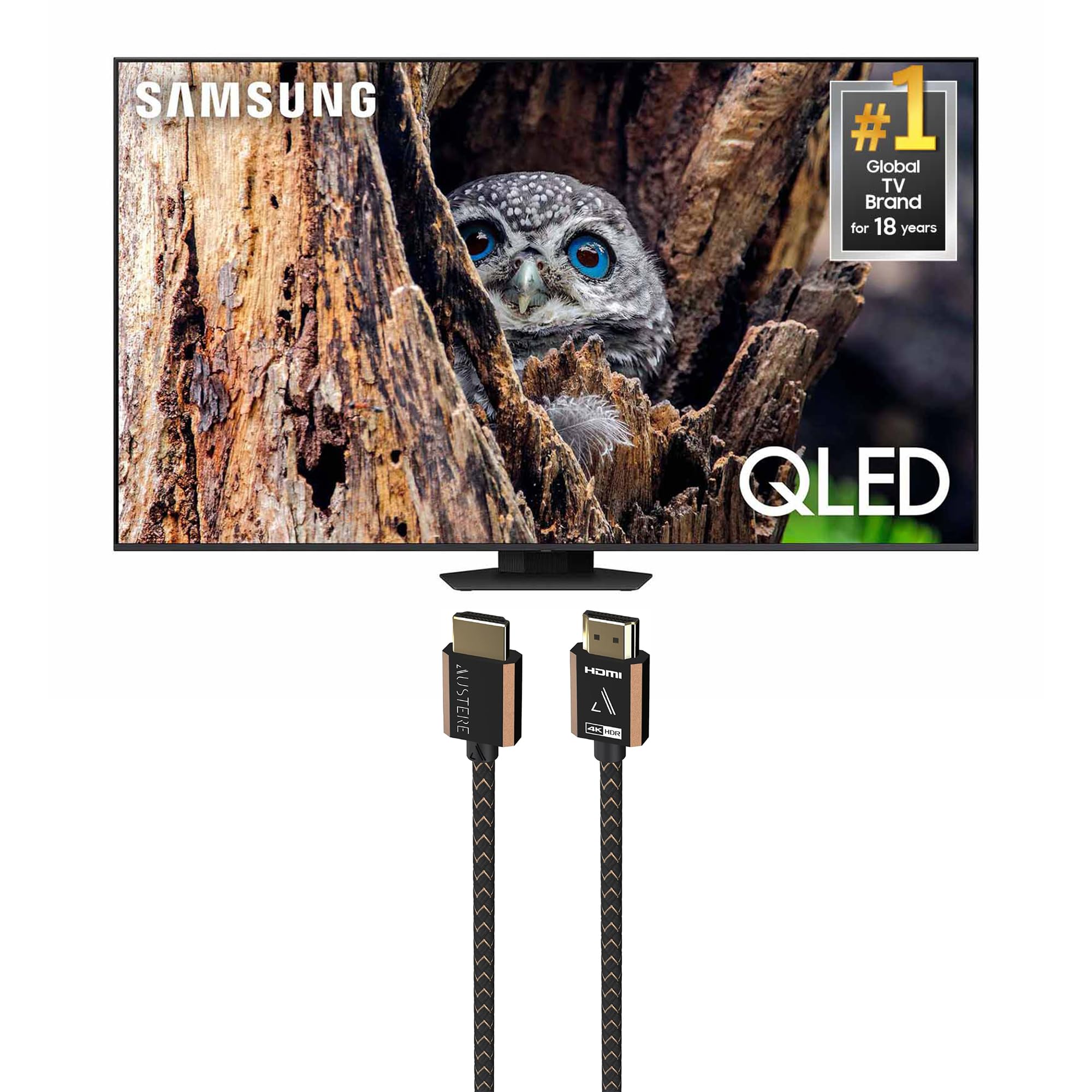 Samsung QN50Q80DAFXZA 50 Inch QLED 4K Quantum HDR Plus Smart TV with an Austere 3S-4KHD2-2.5M III Series 4K HDMI 2.5m Cable (202