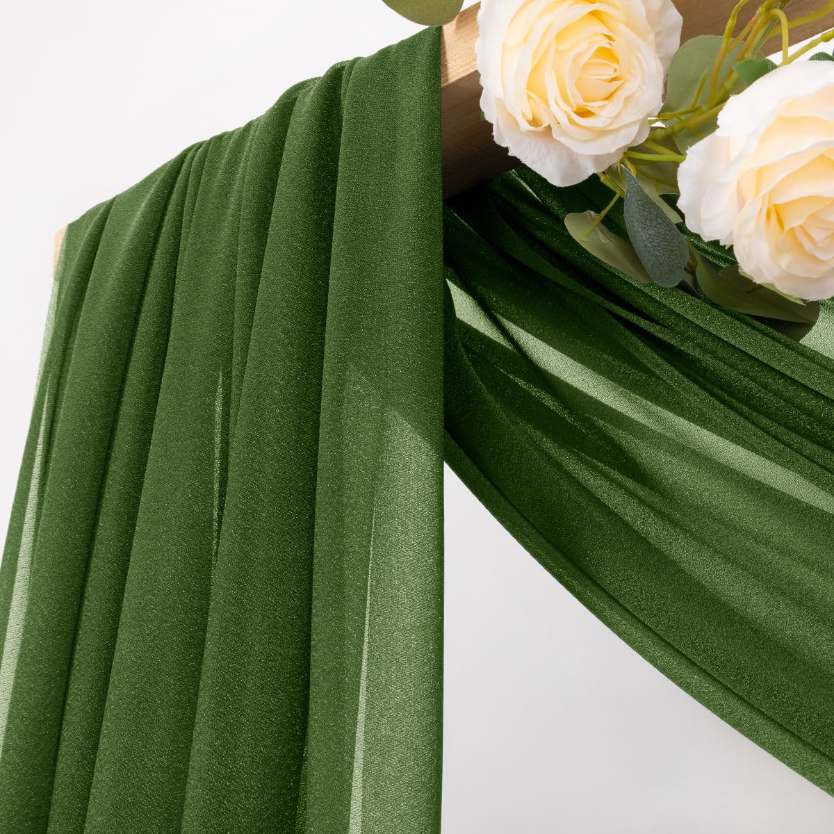 Mlmc Wedding Arch Draping Curtain 1 Panel 29'' X 20Ft Moss Green Chiffon Drapery Sheer Backdrop Curtains For Ceremony Wedding Pa