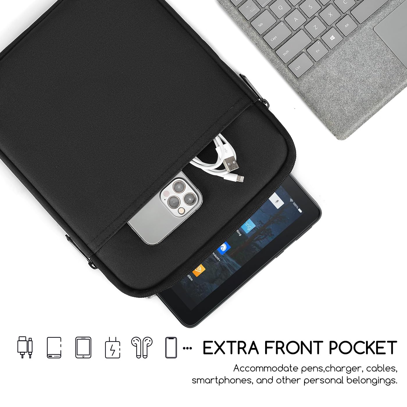 12.4 Inch Tablet Sleeve Case Bag For 2023 Galaxy Tab S9+ Plus 12.4''/Galaxy Tab S9 Fe+,Galaxy Tab S8+/Galaxy Tab S7 Fe/Galaxy Ta