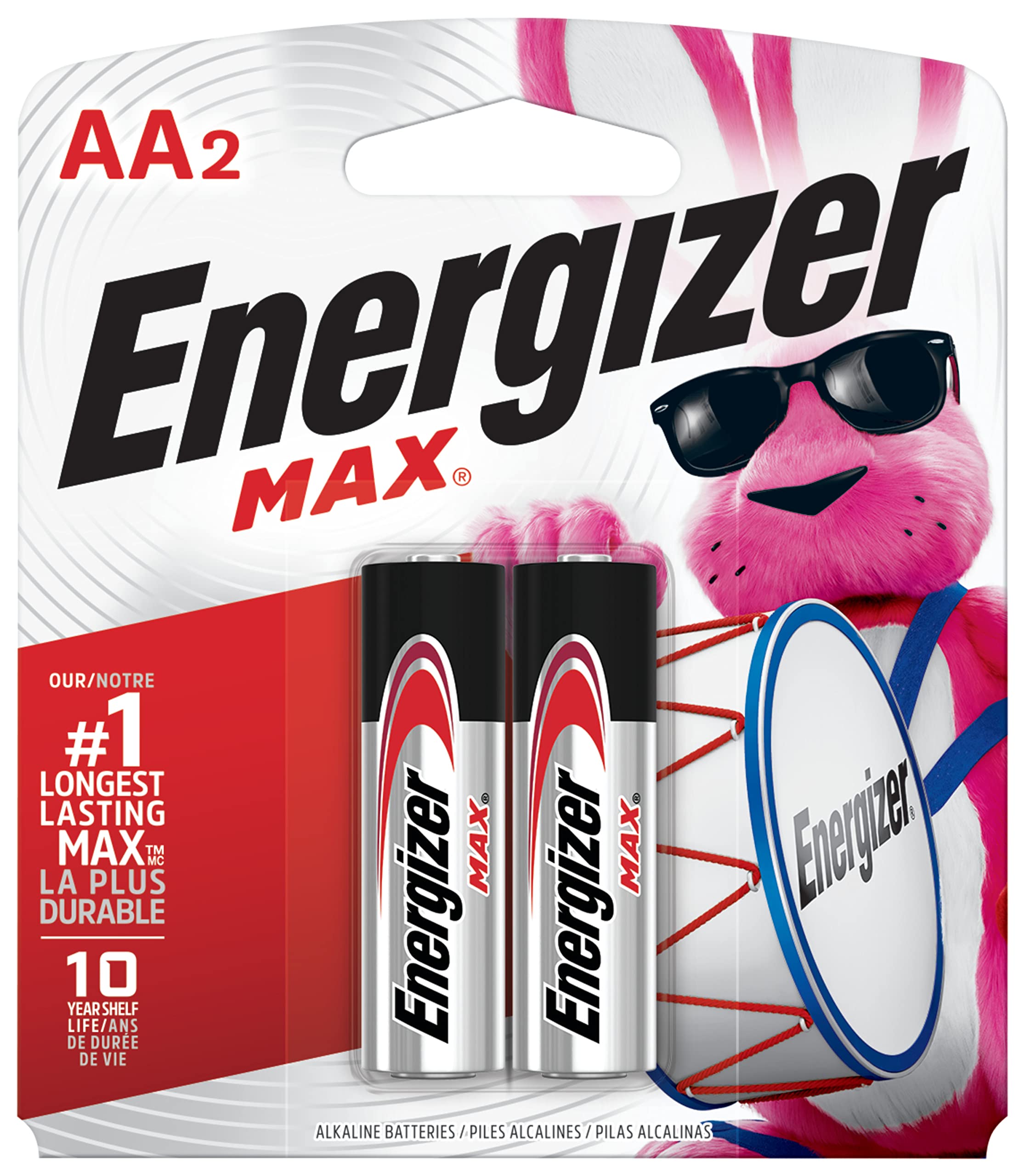 Energizer Max Alkaline Batteries, 2 Batteries/Pack 2 Batteries/Aa Battery ,Multi, 2 Count