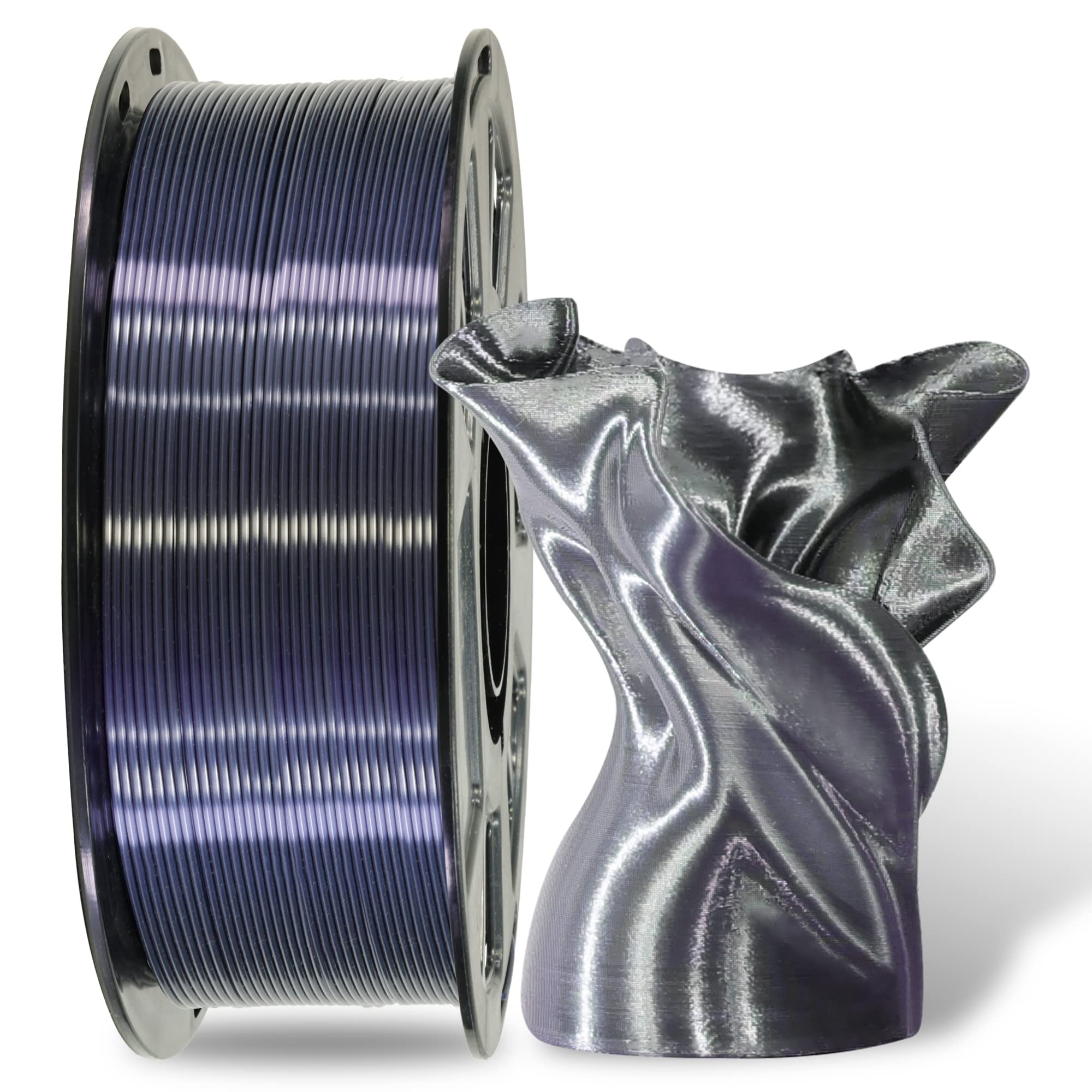 Mika3D Silk Black Shiny Pla 3D Printing Filament, 1Kg 2.2Lbs 3D Print Material With 1.75Mm High Diameter Accuracy, Neatly Wound